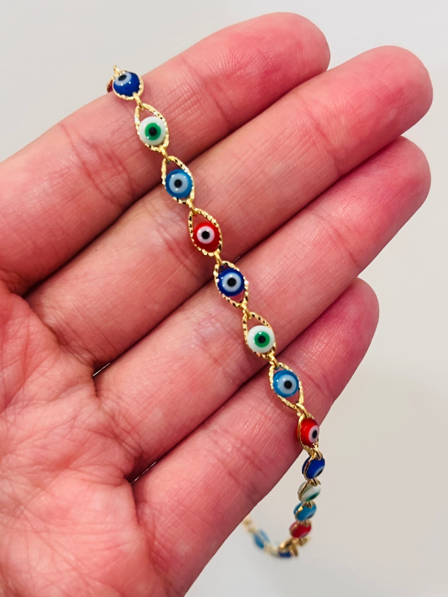 Gold Filled Evil Eye Anklet | Size: 9.5" | 3.5mm Evil Eye Charm