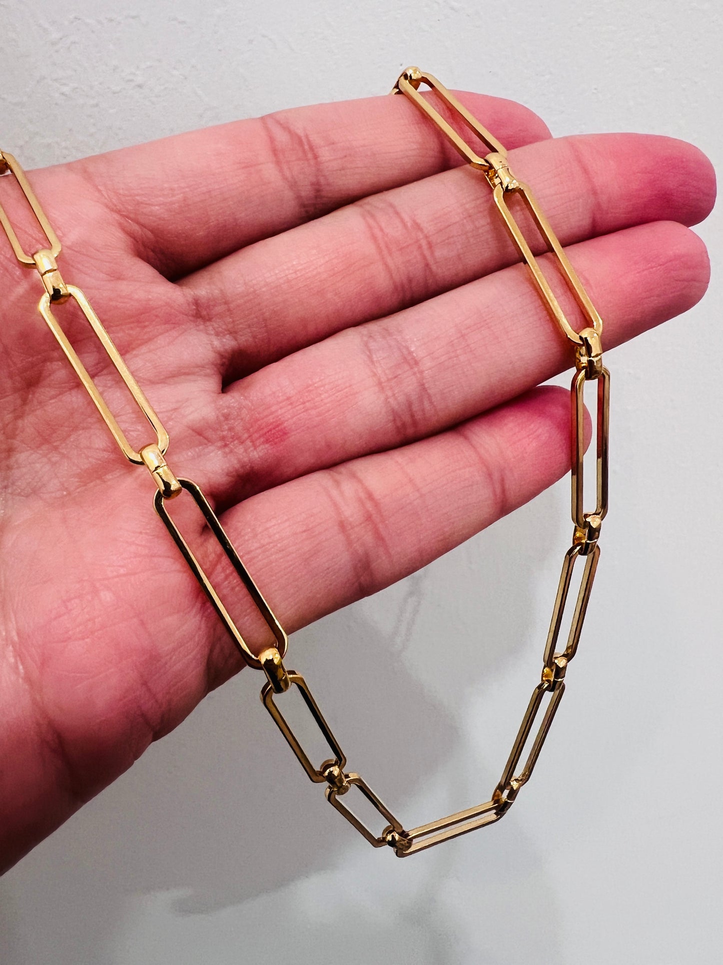 Gold Filled Paperclip Necklace | 4mm Rectangle Links
