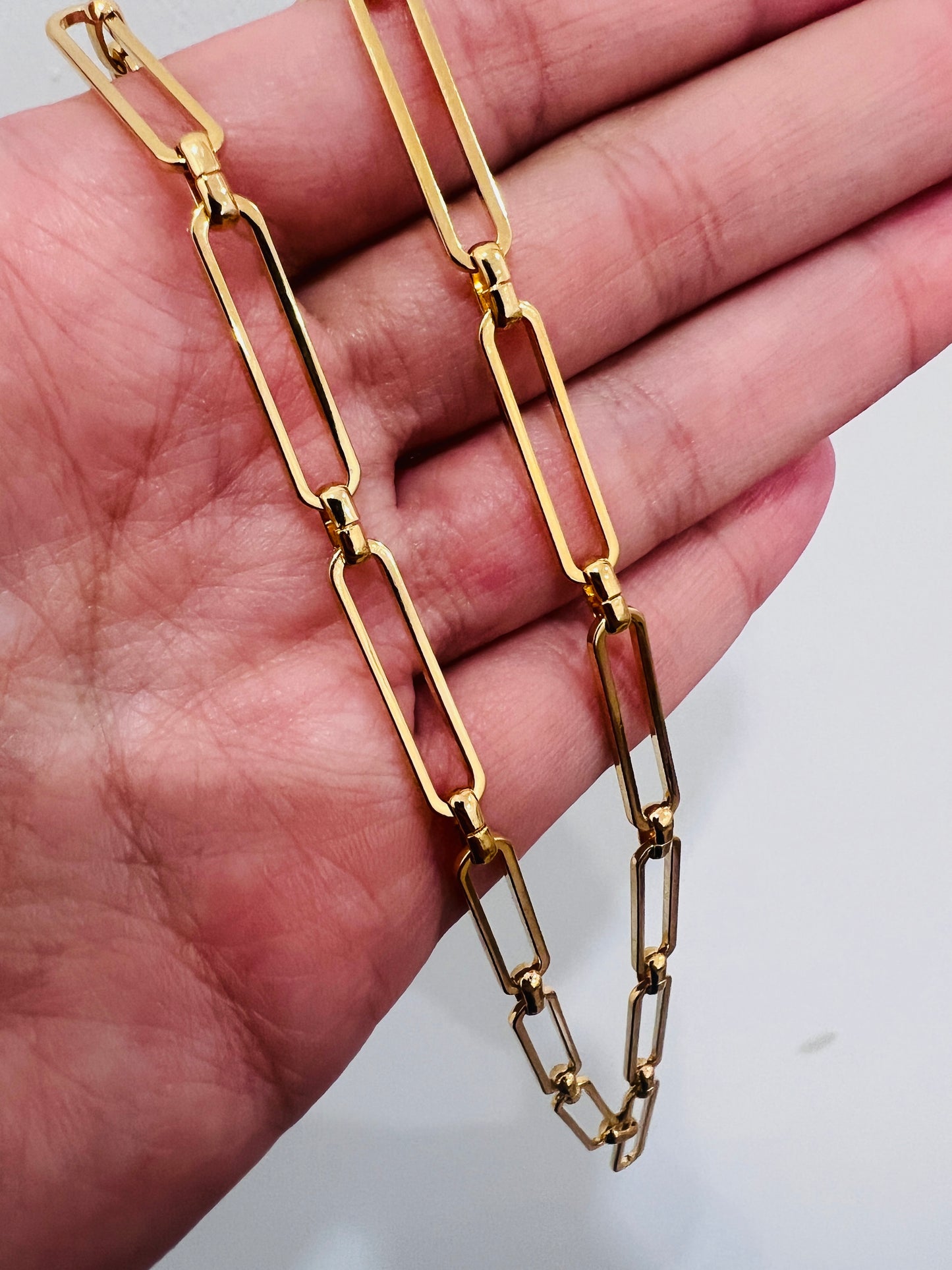 Gold Filled Paperclip Necklace | 4mm Rectangle Links