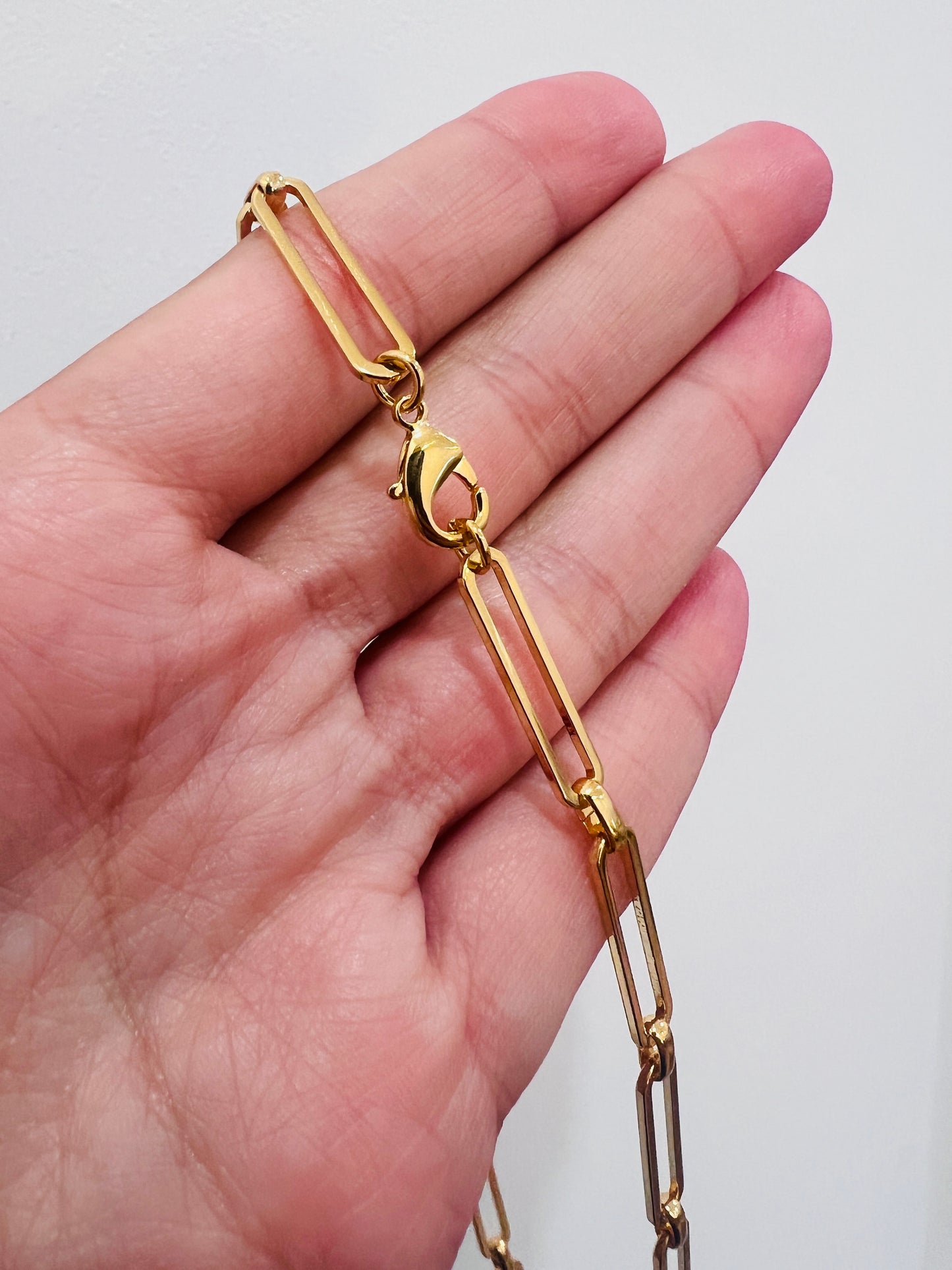 Gold Filled Paperclip Necklace | 4mm Rectangle Links