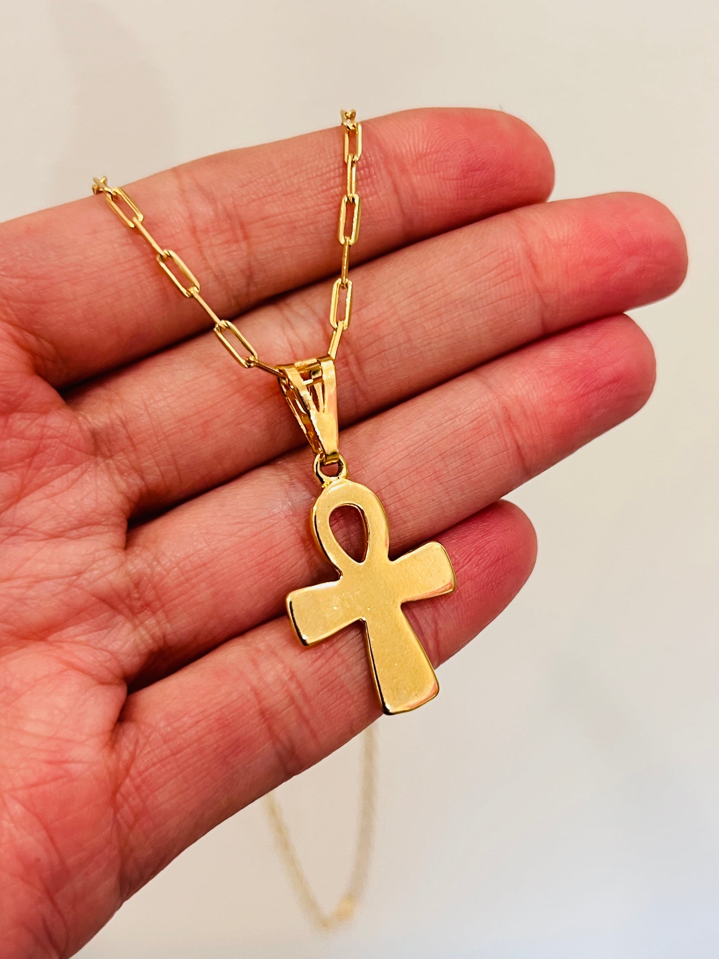 Gold Filled Ankh Necklace | Pendant Size 18mm x 28mm + Bail | 16" or 18" Length