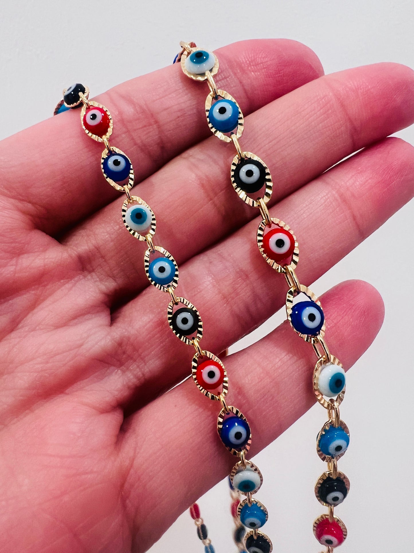 Gold Filled Evil Eye Necklace | 4mm Multicolor Beads 16–20