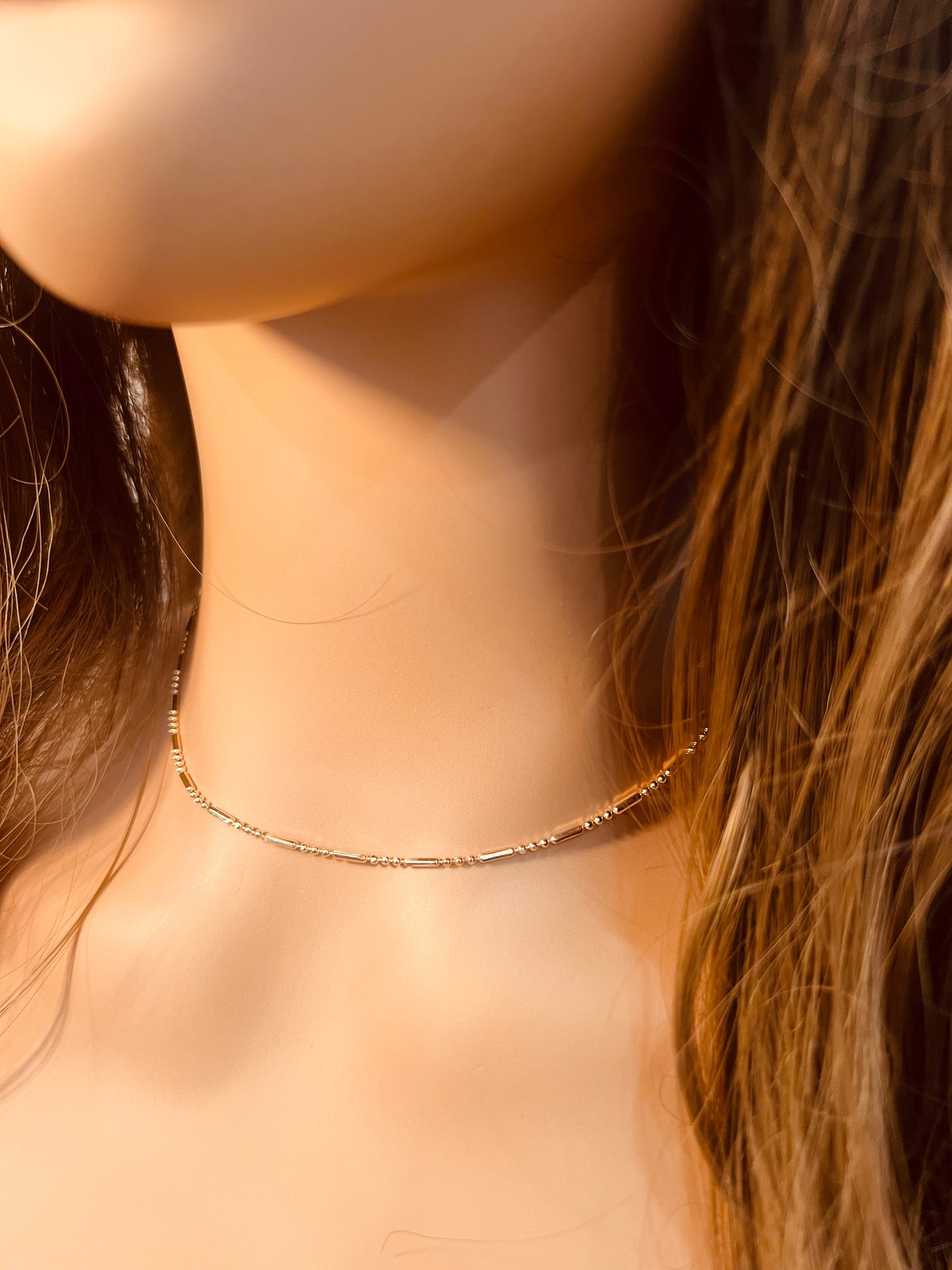 Gold Filled Beaded Link Necklace | Dainty 1.5mm Chain