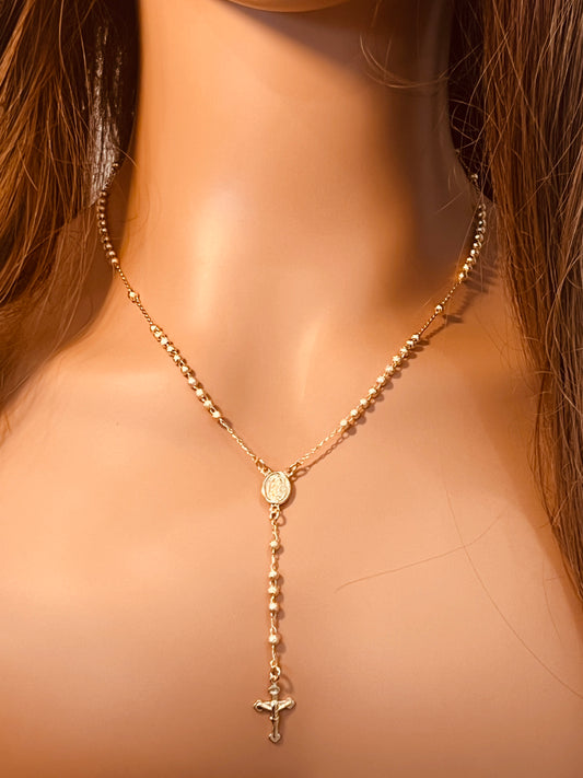 Gold Filled 2mm Stardust Our Lady of Guadalupe Rosary | Guadalupe Rosary Necklace