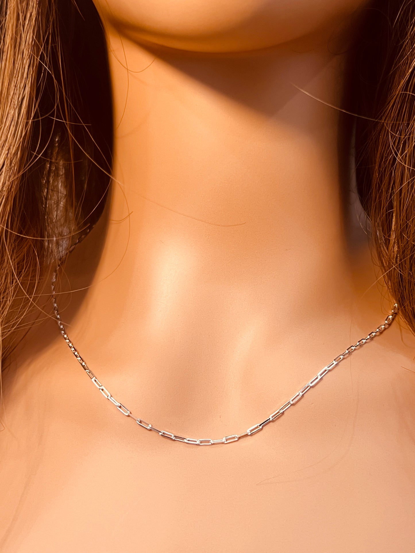 Sterling Silver 1.5mm Paperclip Necklace | Minimalist Layering Chain