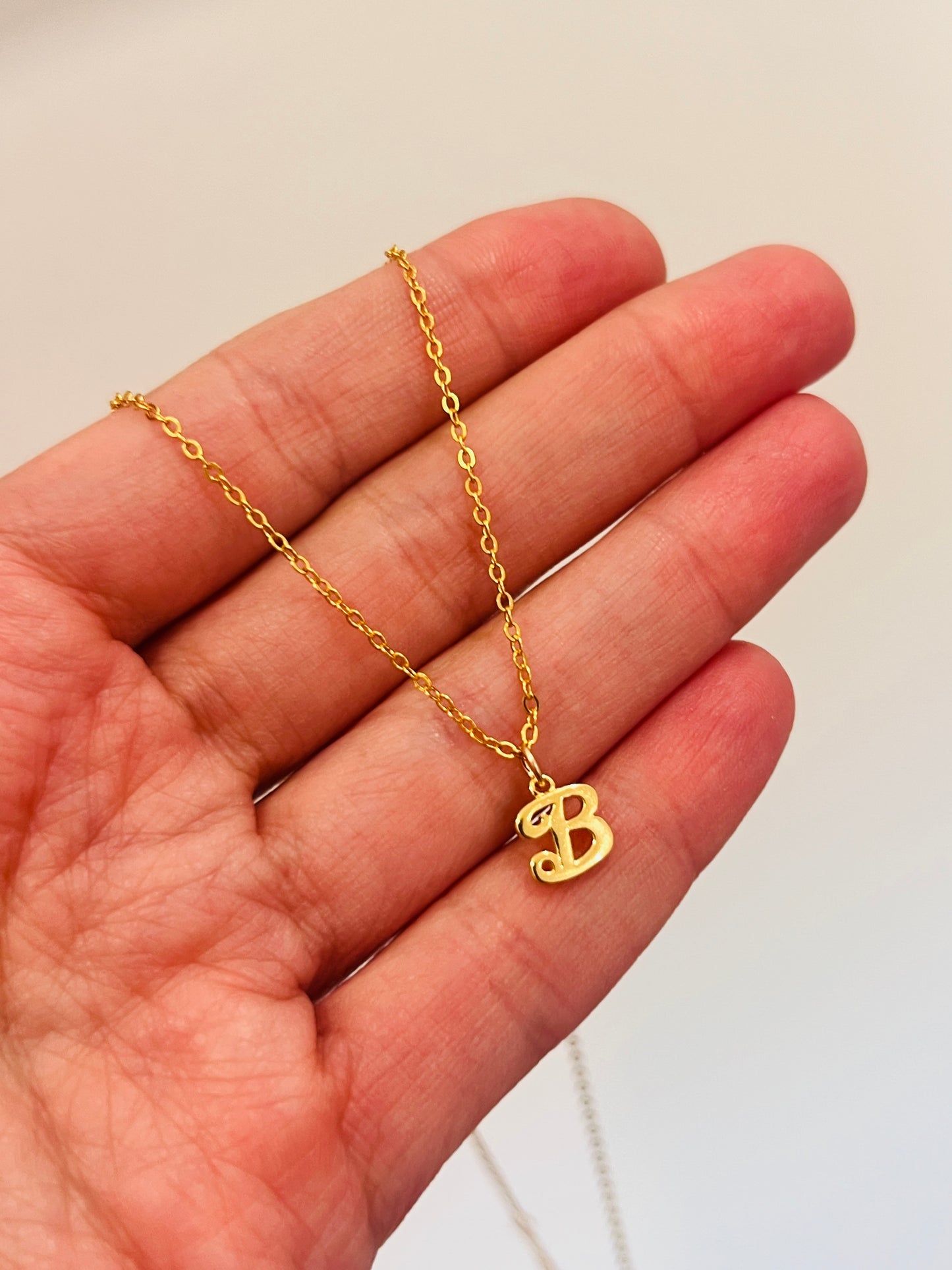 Sterling Silver Necklace with Script Initial Charm | 16" or 18" Length