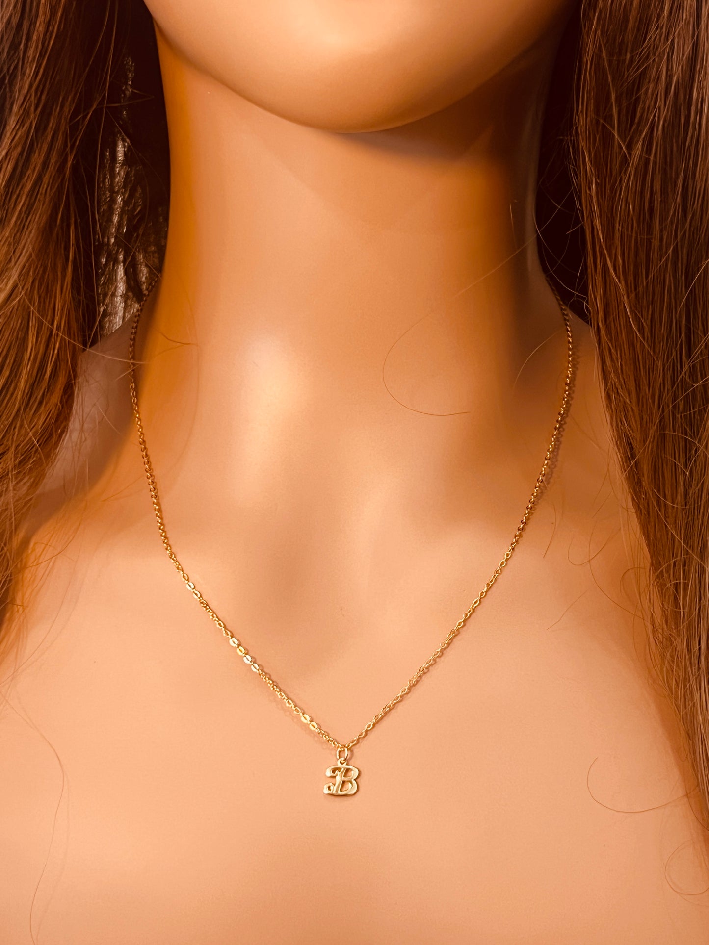 Sterling Silver Necklace with Script Initial Charm | 16" or 18" Length