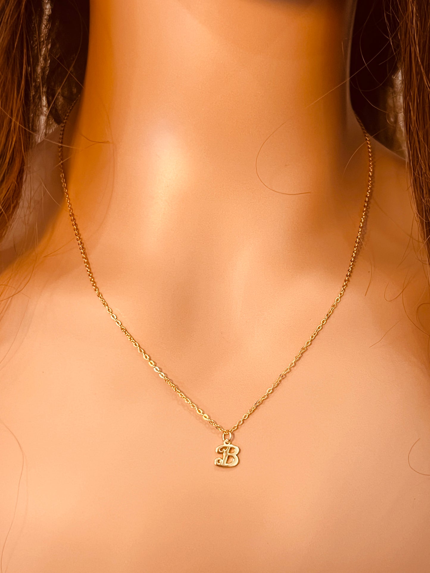 Sterling Silver Necklace with Script Initial Charm | 16" or 18" Length