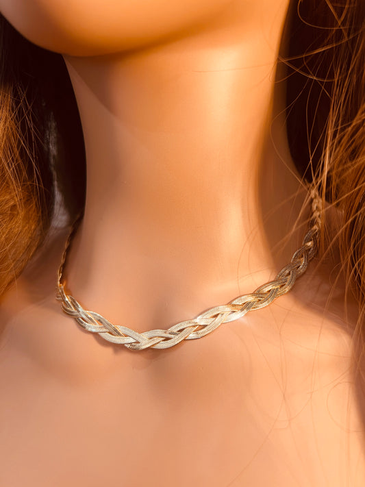 Gold Filled Herringbone Necklace | 7mm Woven Statement