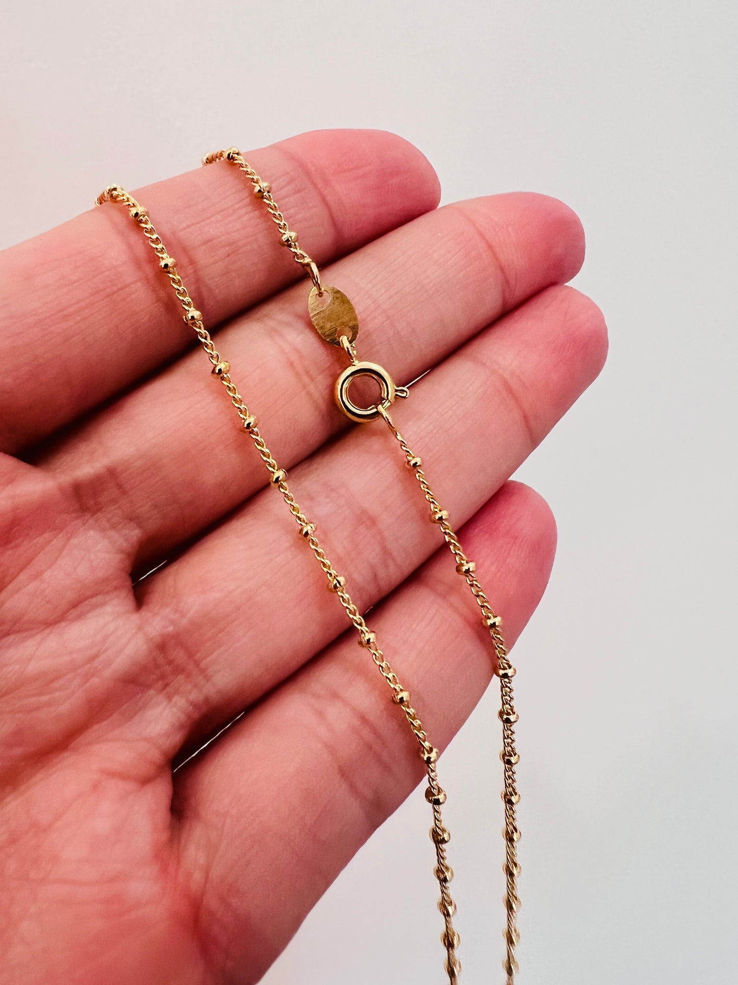 Gold Filled Curb Ball Necklace | 1mm Chain 14–20 Inches