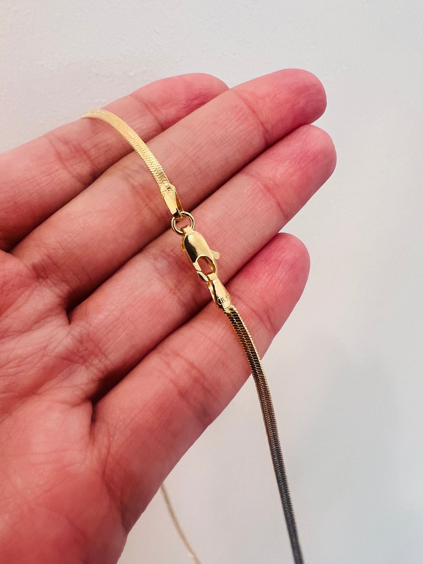 Gold Filled Herringbone Necklace | 2mm Flat Chain 16–18