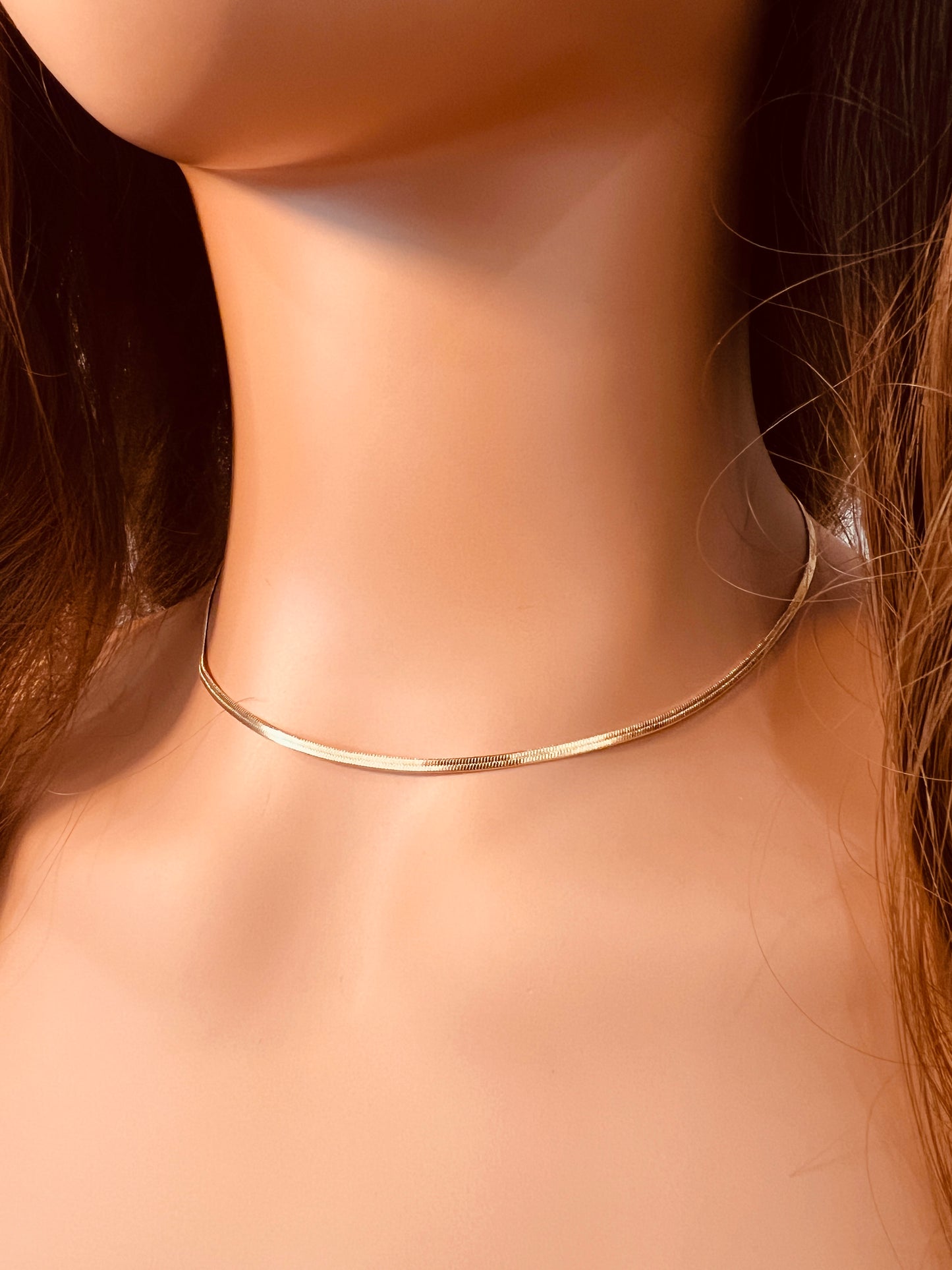 Gold Filled Herringbone Necklace | 2mm Flat Chain 16–18