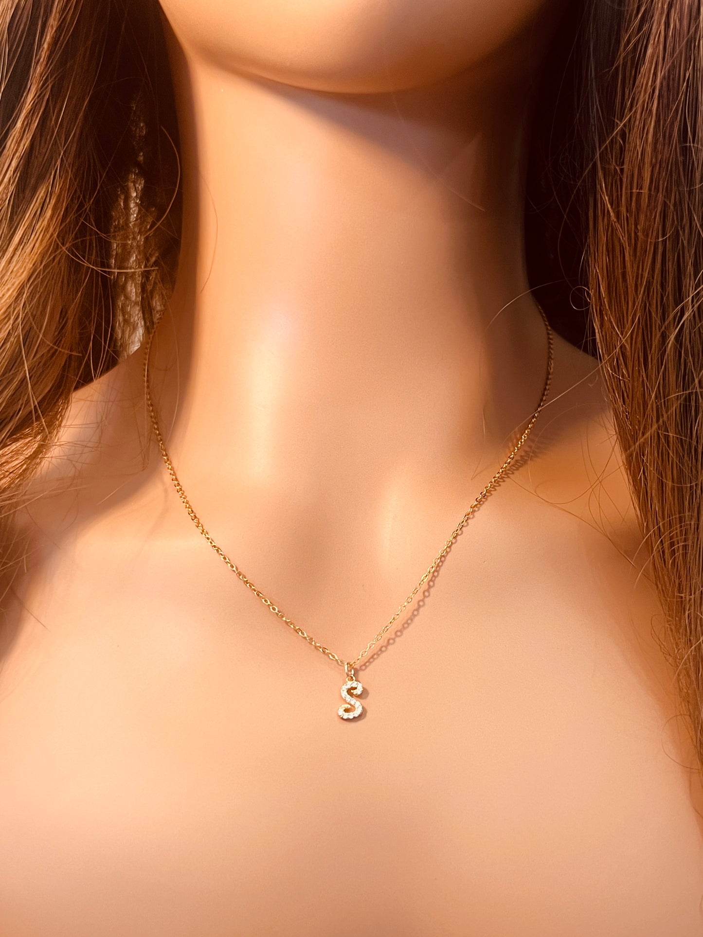 Sterling Silver Initial Necklace | CZ Script Charm | 16" or 18" Length