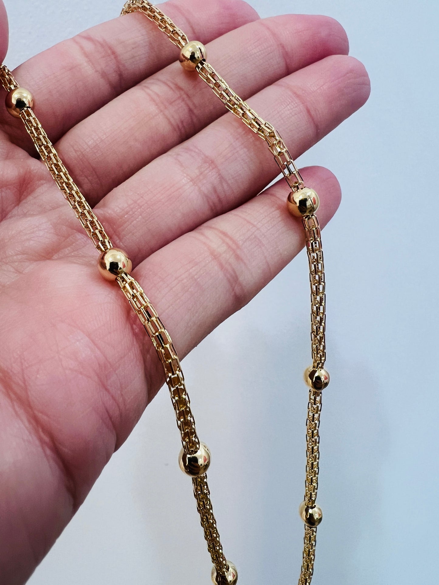 Gold Filled Mesh Ball Necklace | Delicate Detail with Classic Charm