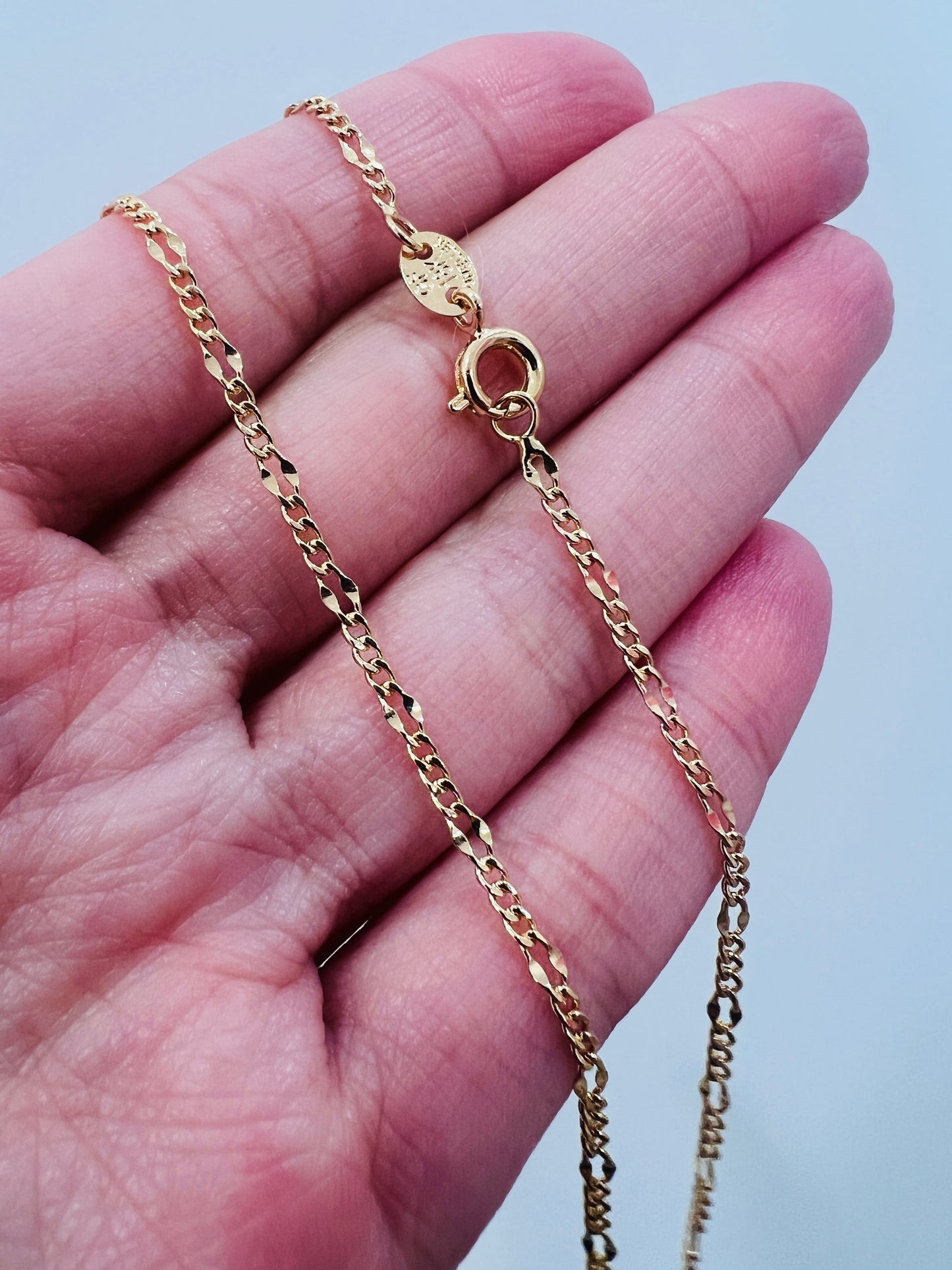 Gold Filled Dapped Curb Necklace | 1mm Chain | 16–20 Inch