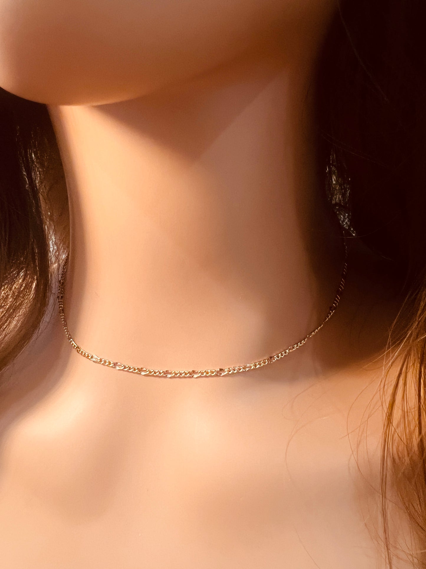 Gold Filled Dapped Curb Necklace | 1mm Chain | 16–20 Inch