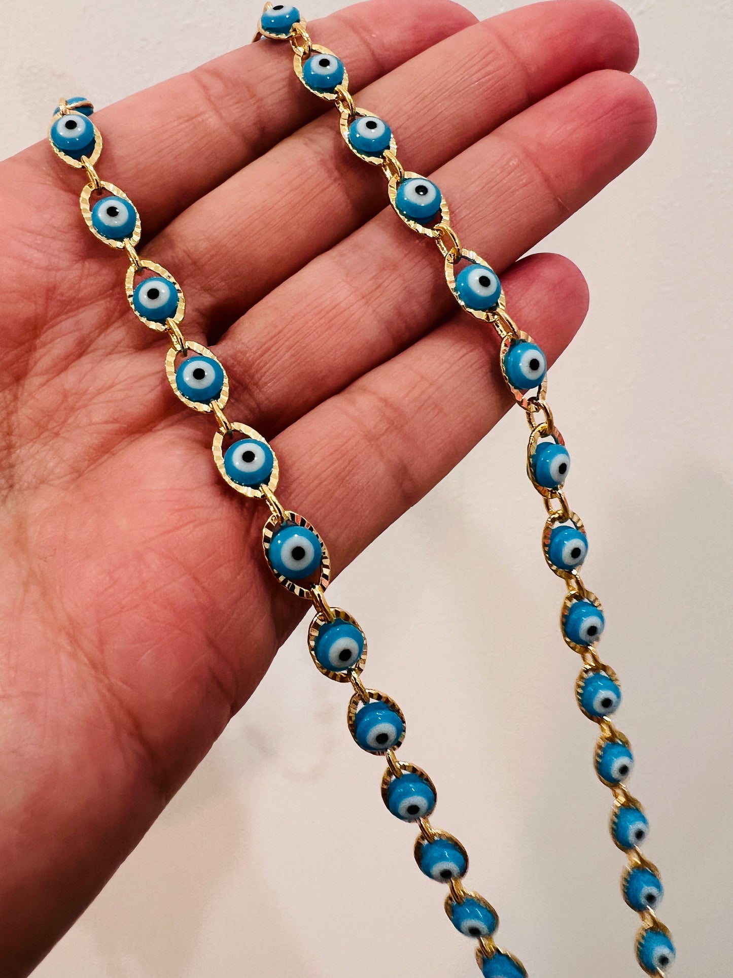 Gold Filled Evil Eye Necklace | 5mm Chain | 16–18 Inch