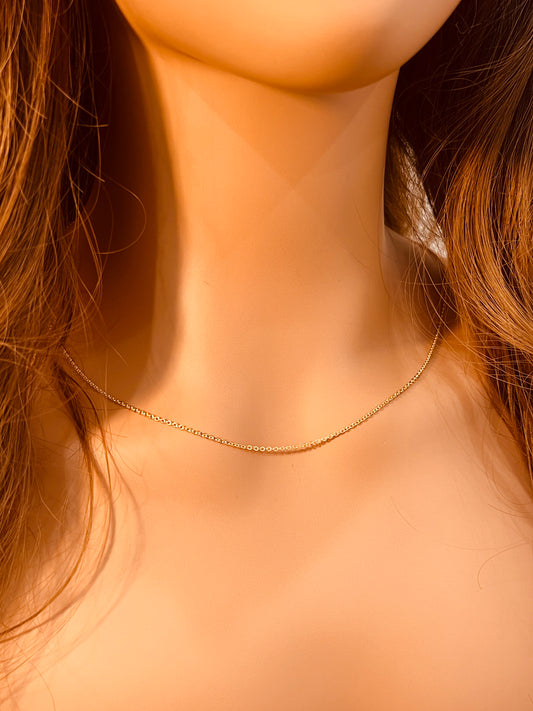 Gold Filled Cable Link Necklace | 1mm Chain Detail