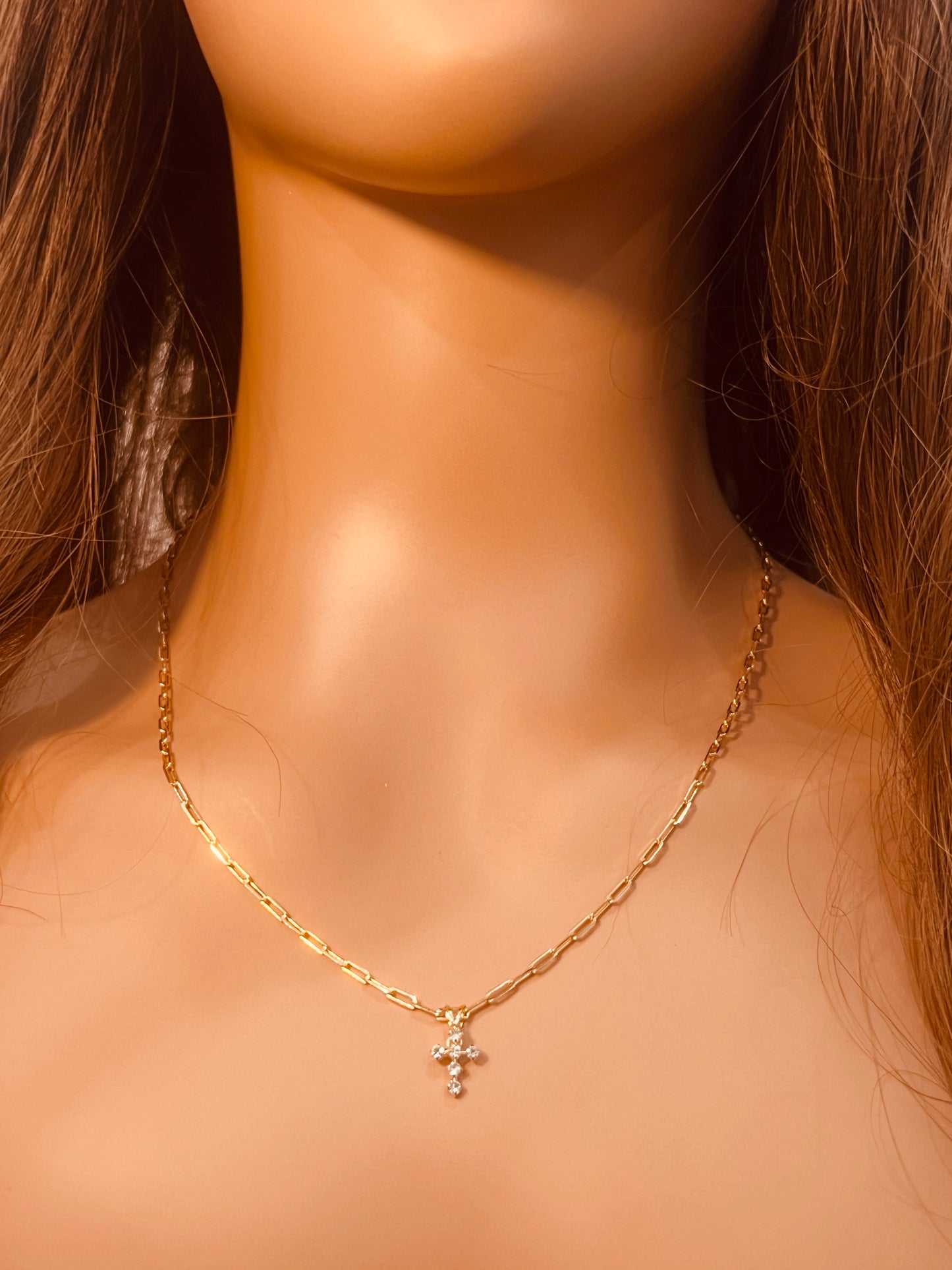 Mini CZ Cross Necklace | Gold Filled | 16–20 Inches