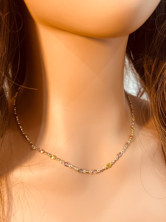 Gold Filled Oval Gemstone Necklace | Dainty Necklace