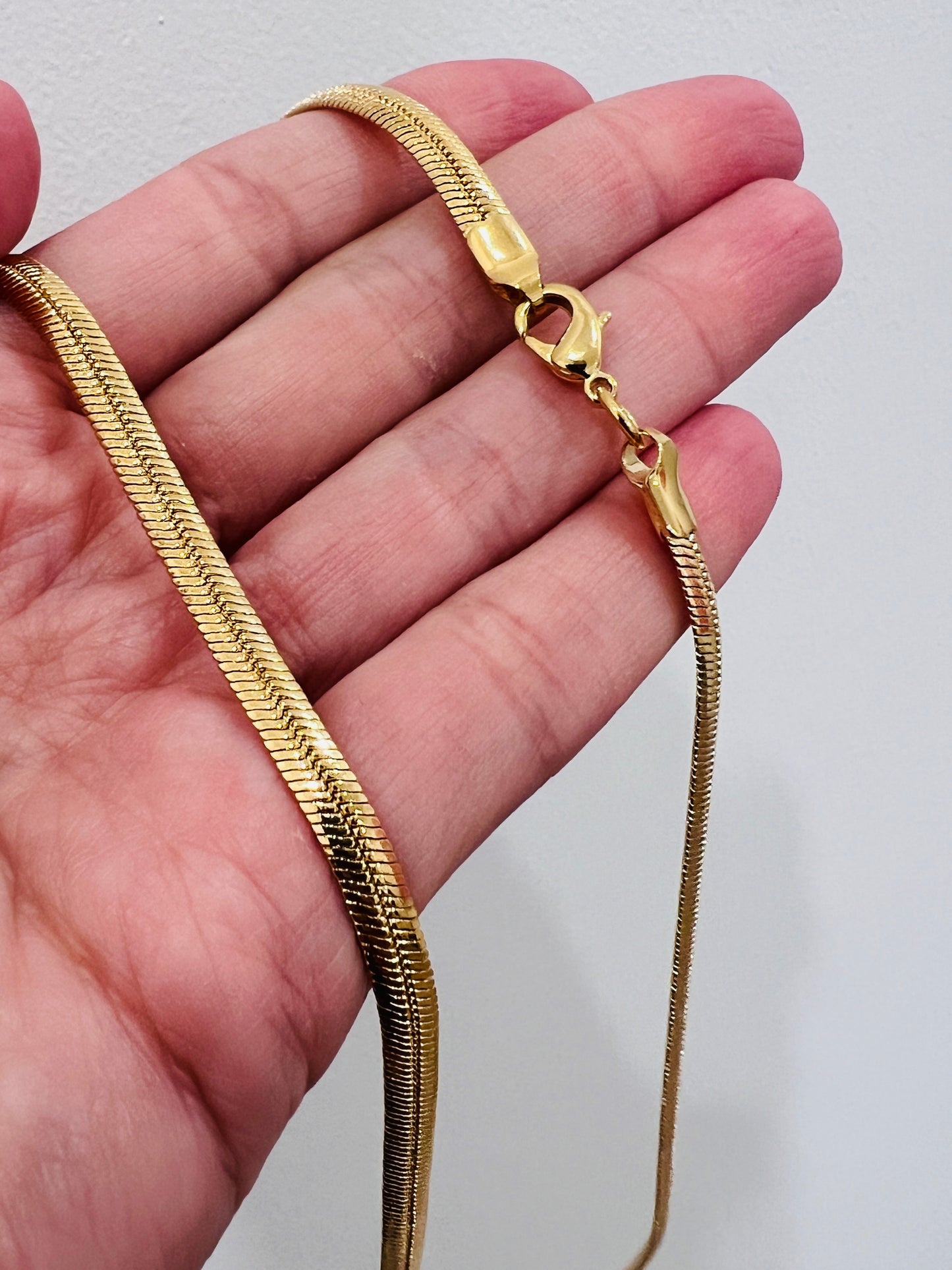 Gold Filled Herringbone Necklace | 4mm Flat | 18 Inch