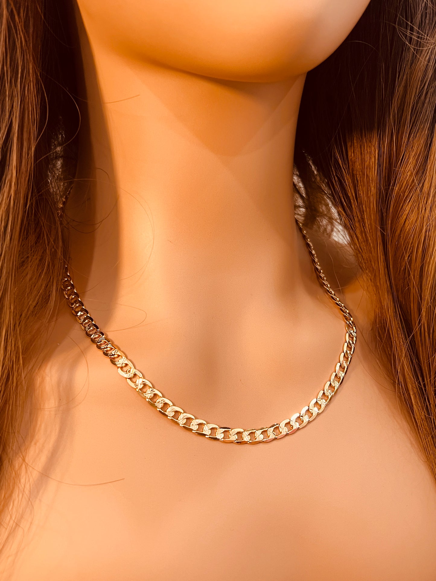 Gold Filled Curb Necklace | 5.5mm Beveled Chain | 24 Inch