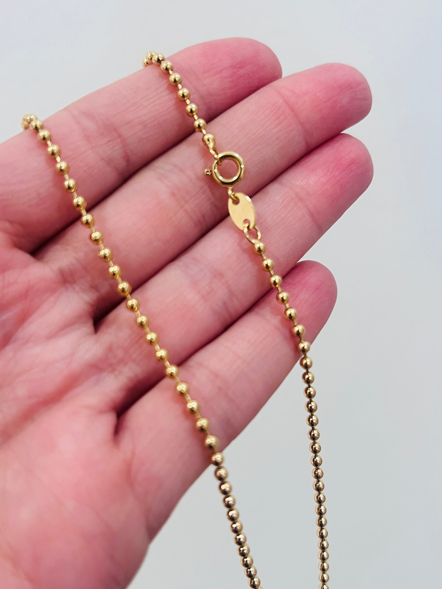 Gold Filled Ball Necklace | 1.5mm Bead Chain | 14–20 Inch