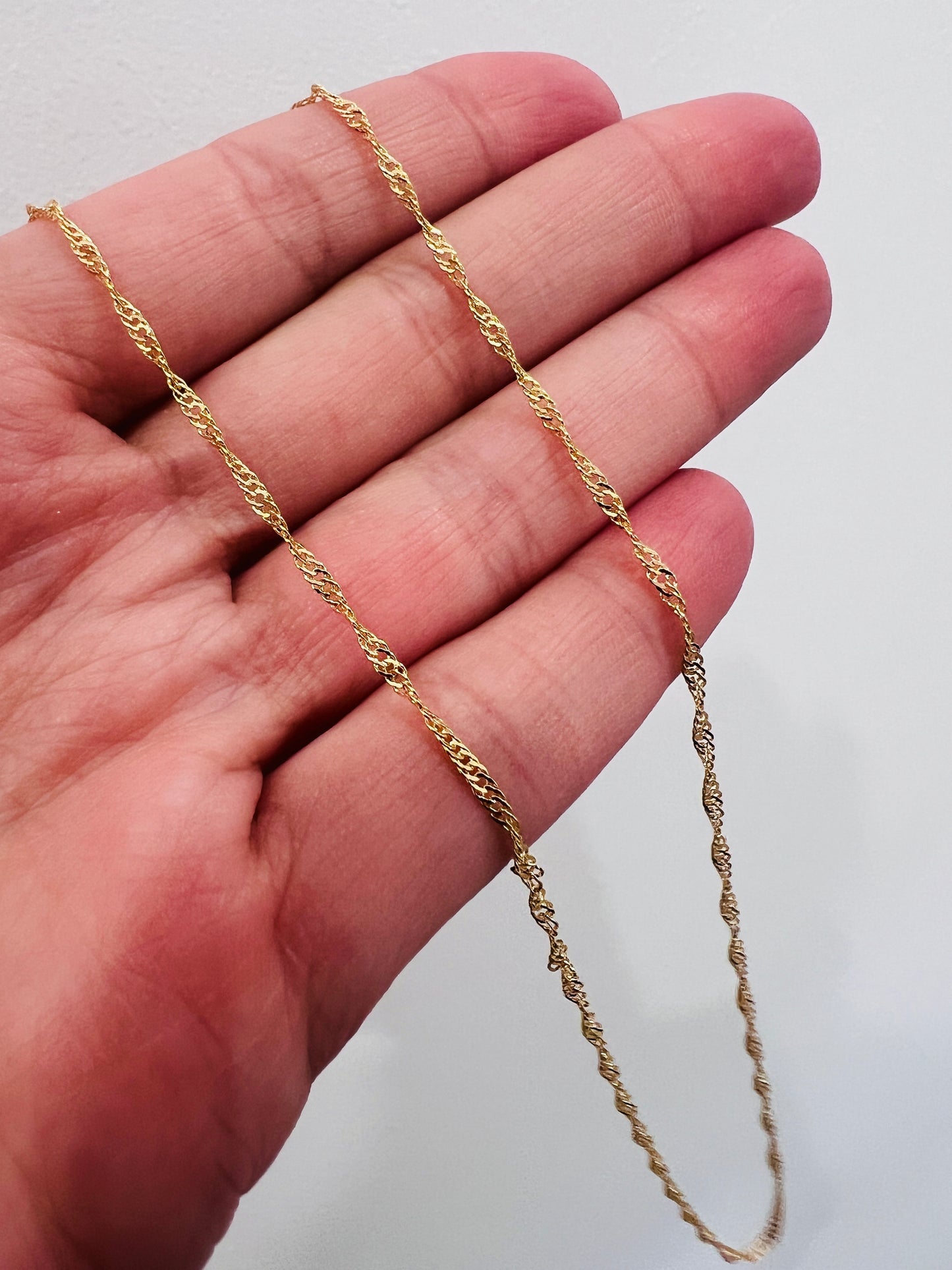 Gold Filled Singapore Necklace | 1mm Twisted Chain Shine