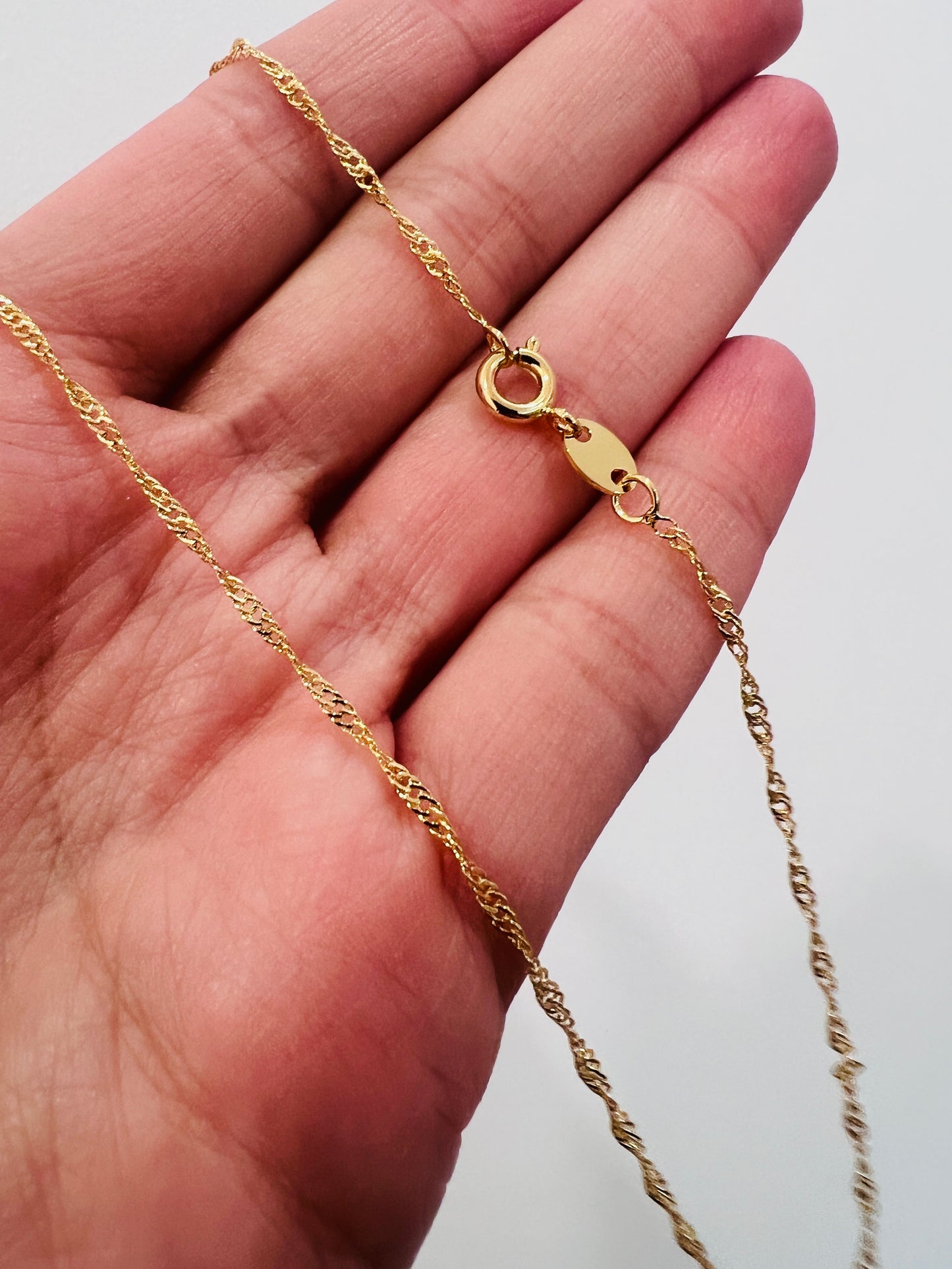 Gold Filled Singapore Necklace | 1mm Twisted Chain Shine