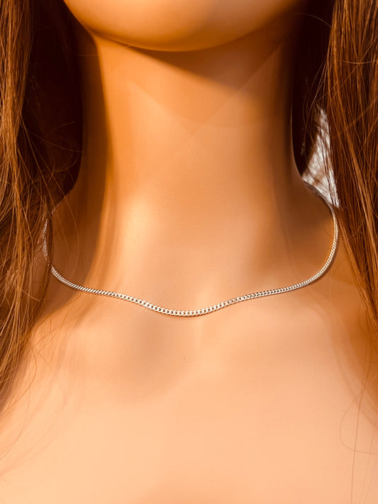 Sterling Silver Curb Necklace | Dainty Silver Chain