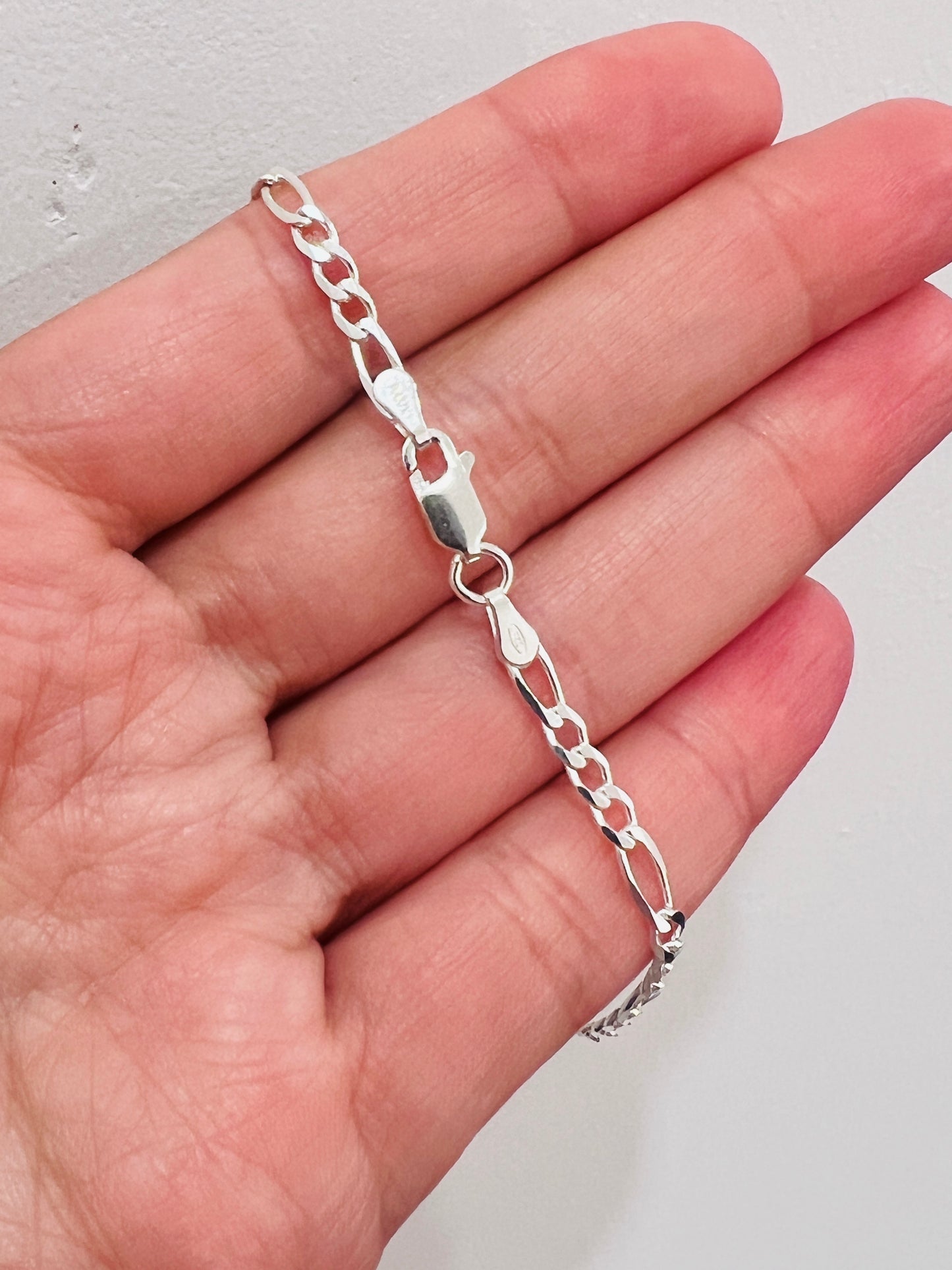 Sterling Silver 3mm Figaro Bracelet | Unisex Jewelry