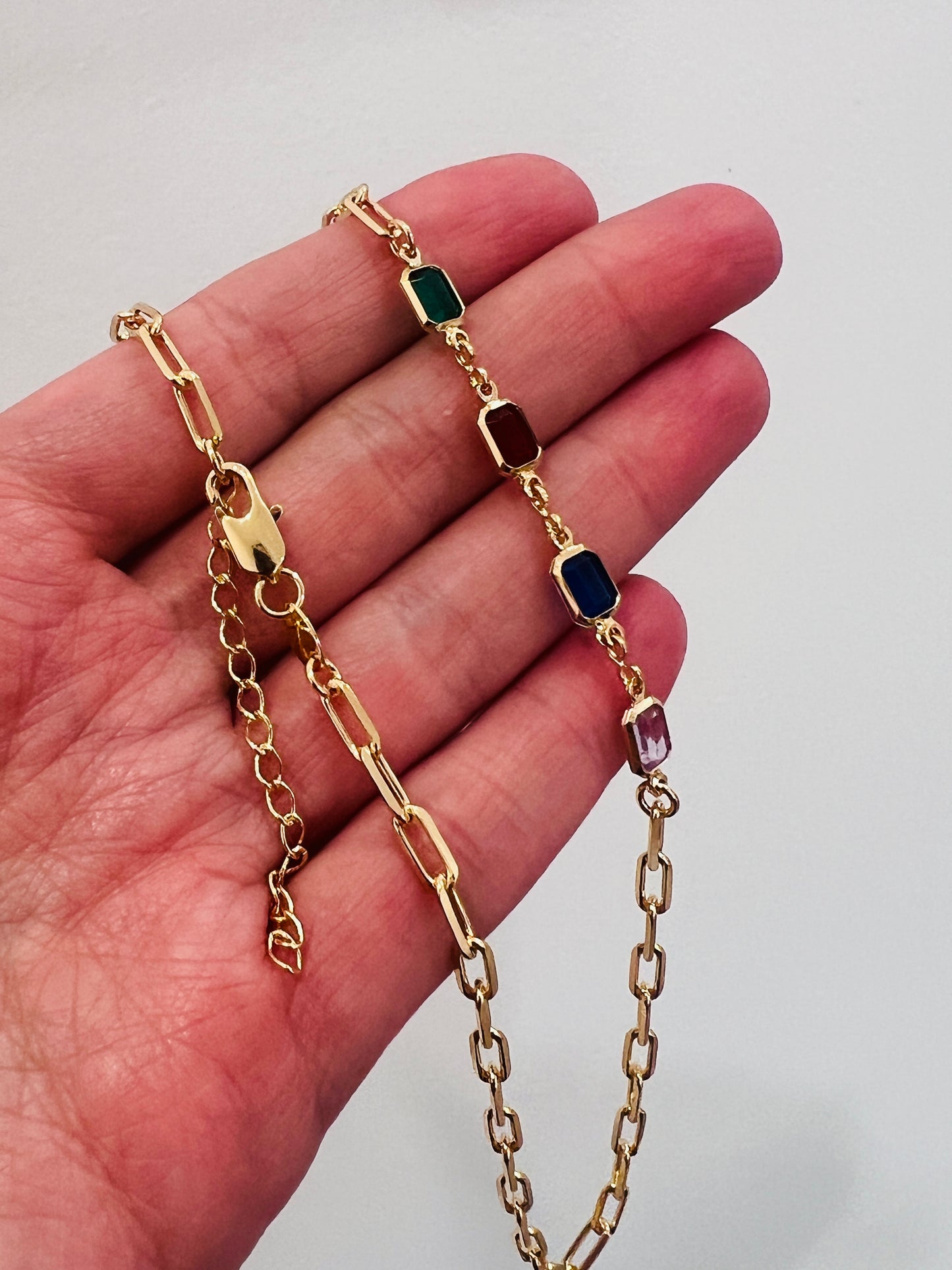 Gold Filled Paperclip Necklace | 3.5mm | Gemstone Charm
