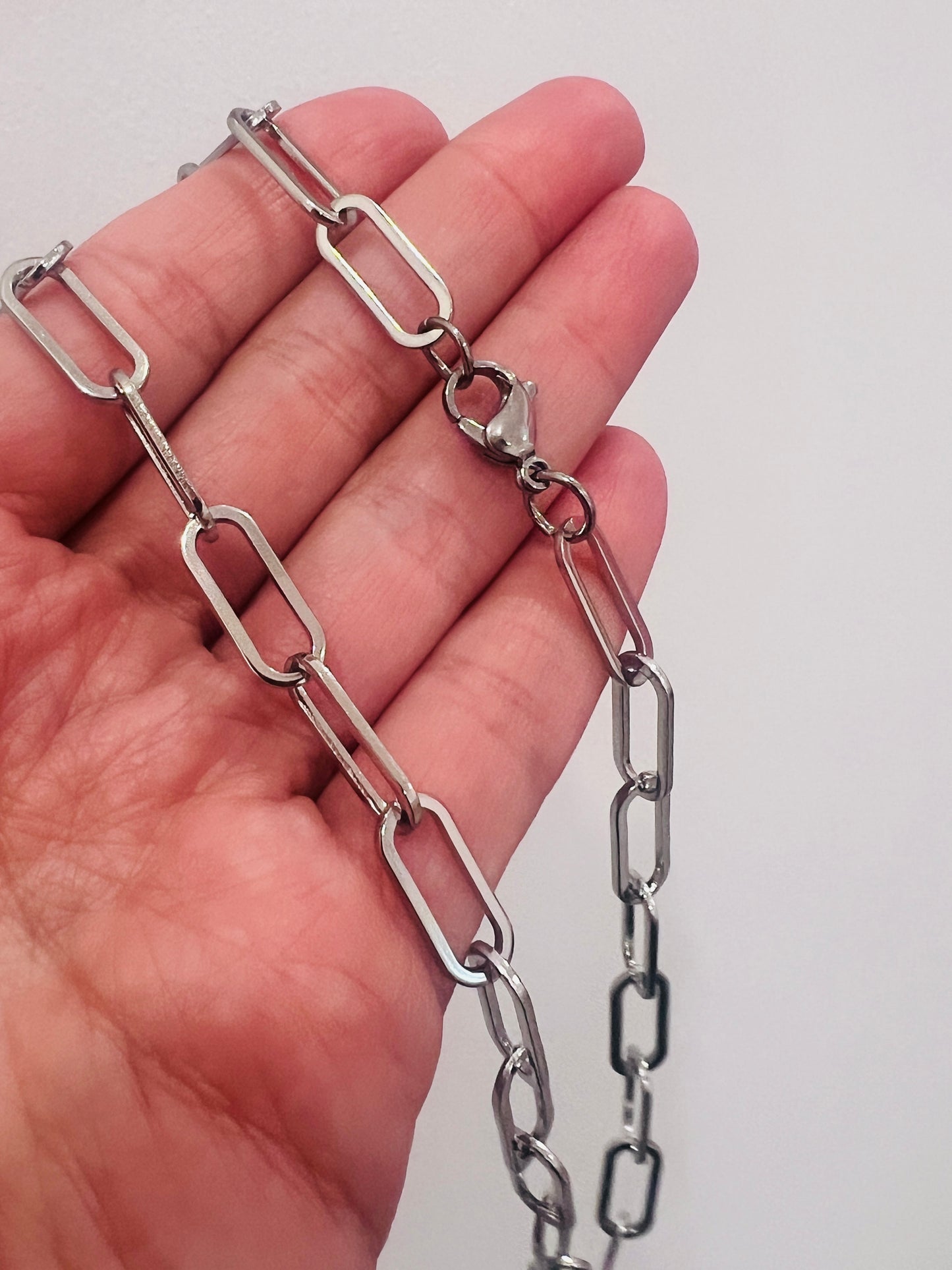 Stainless Steel 6mm Paperclip Necklace | Chunky Link Chain Statement