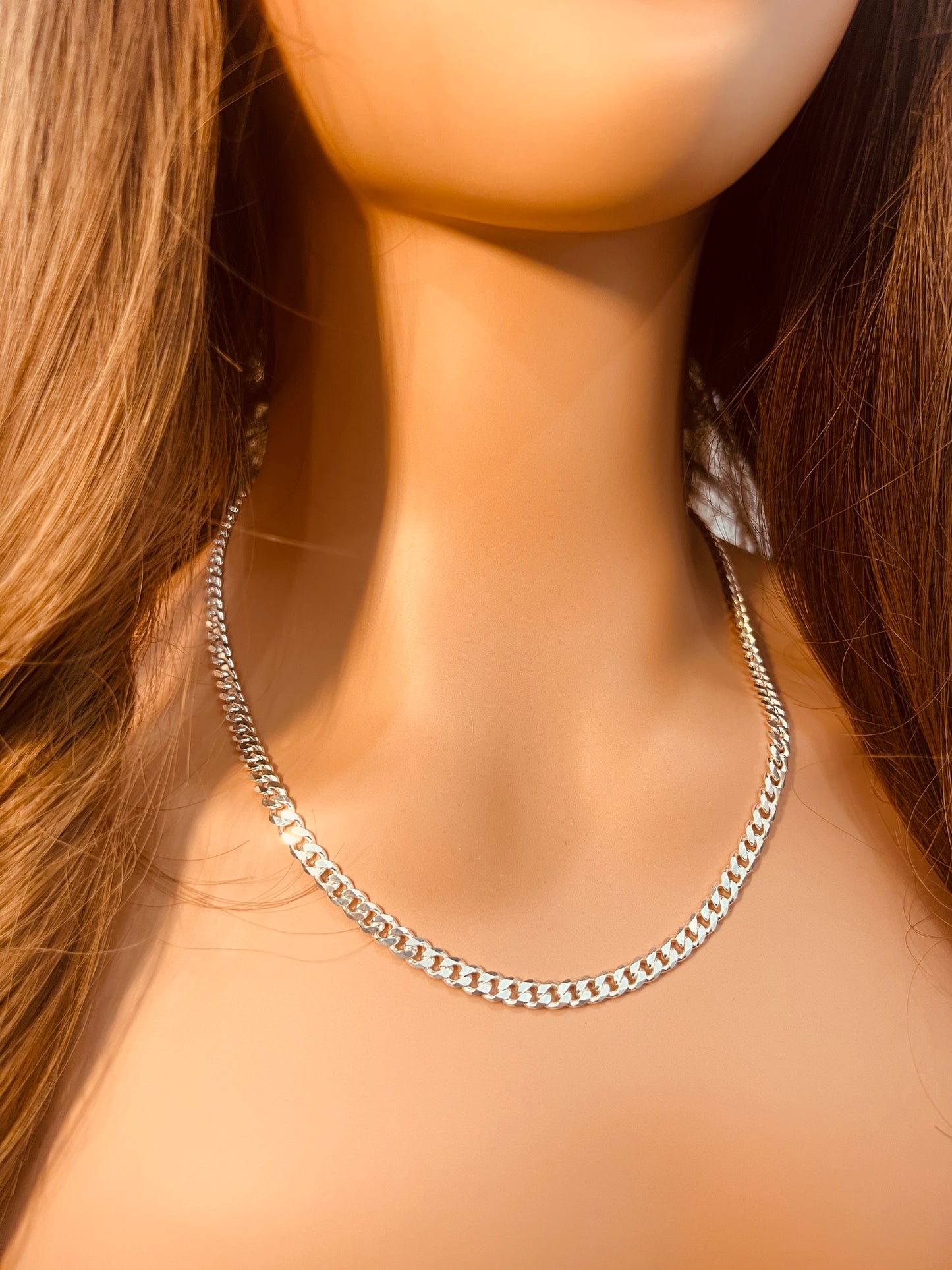 Sterling Silver 4.5mm Curb Chain | Bold Polished Shine