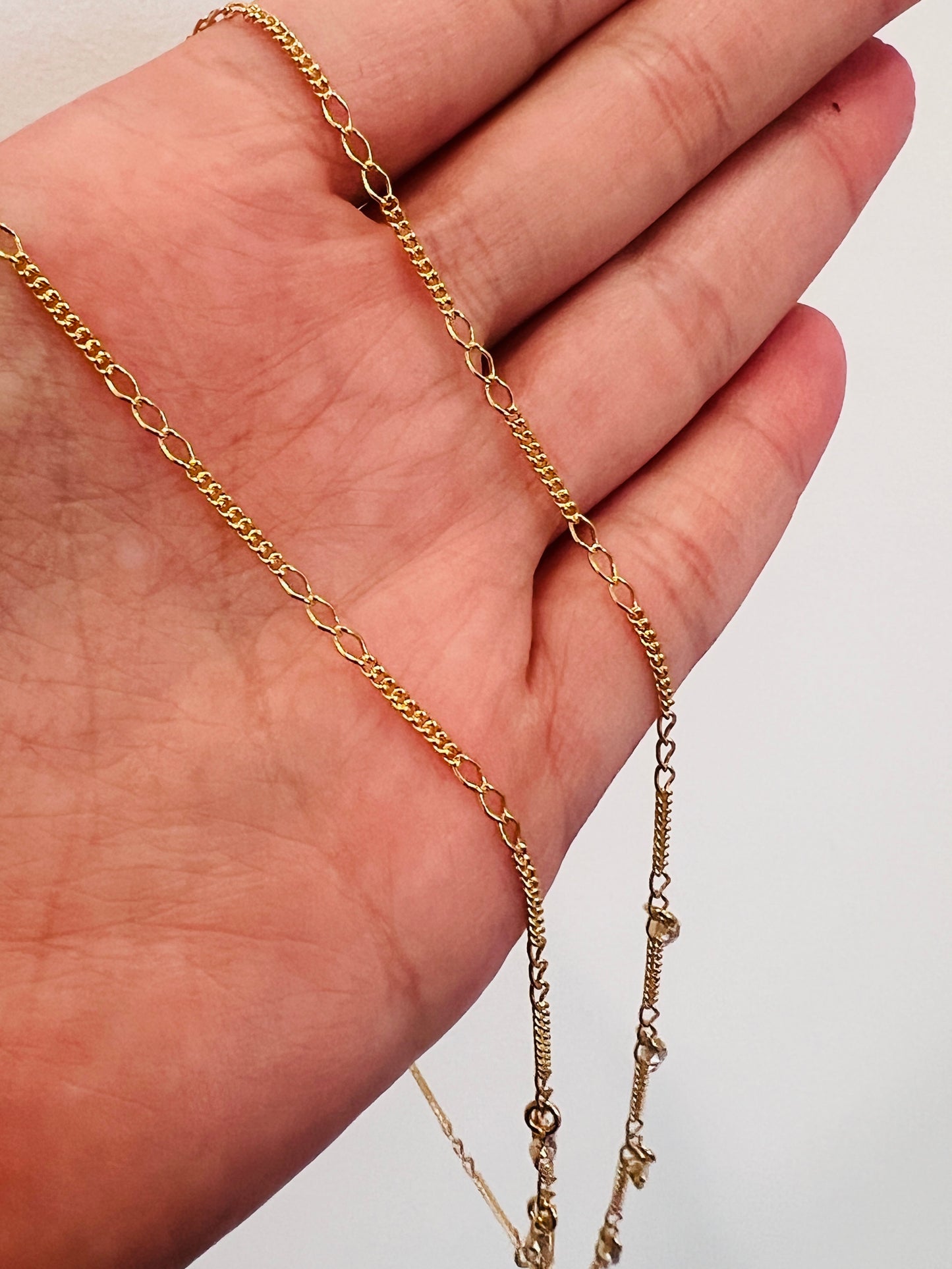 Gold Filled CZ Necklace | 16.5" Dainty Dangle Chain