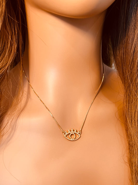 Gold Filled Evil Eye Necklace | 17.5" Protective Charm