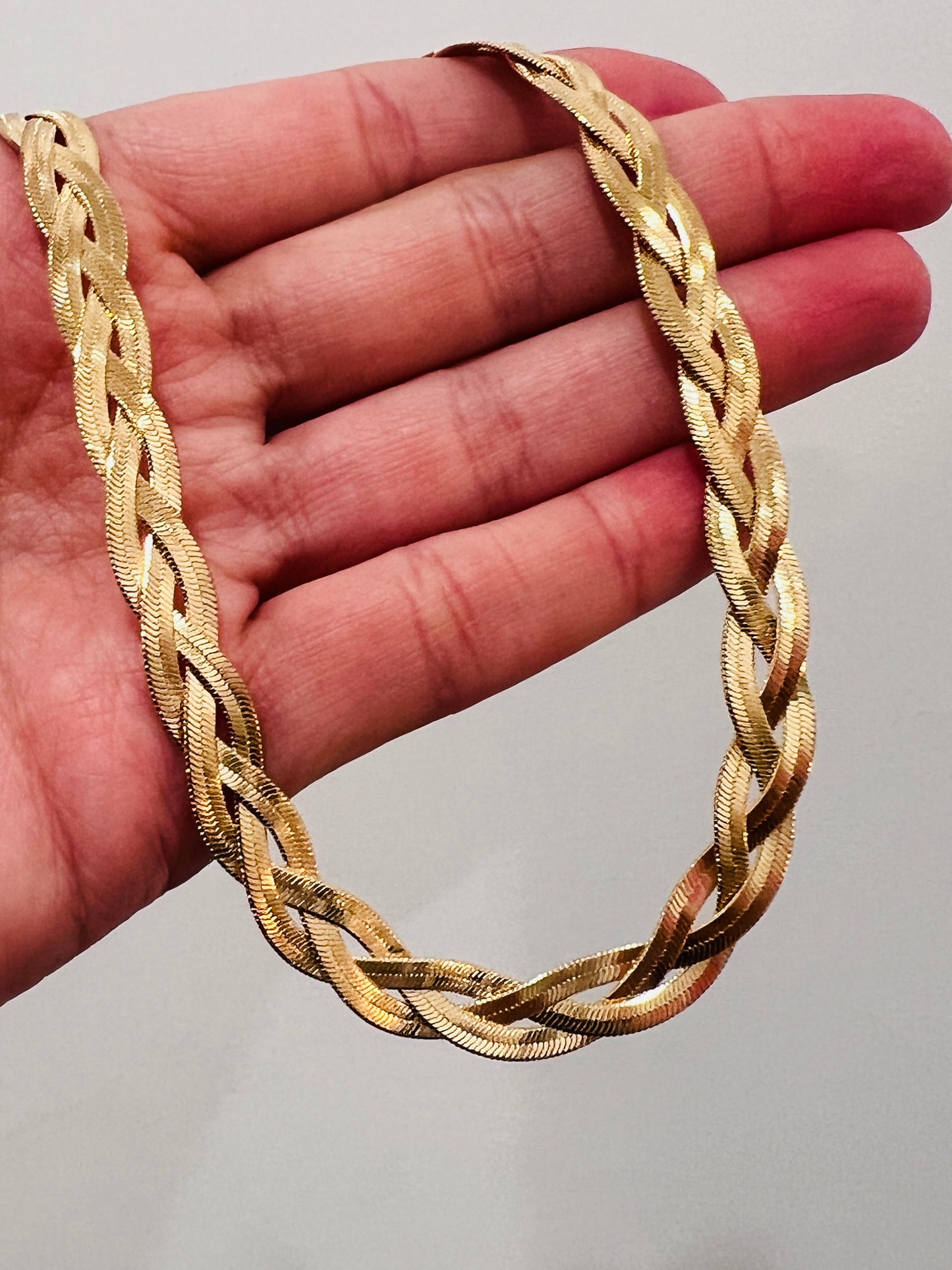 Gold Filled Herringbone Necklace | 7mm Woven Statement