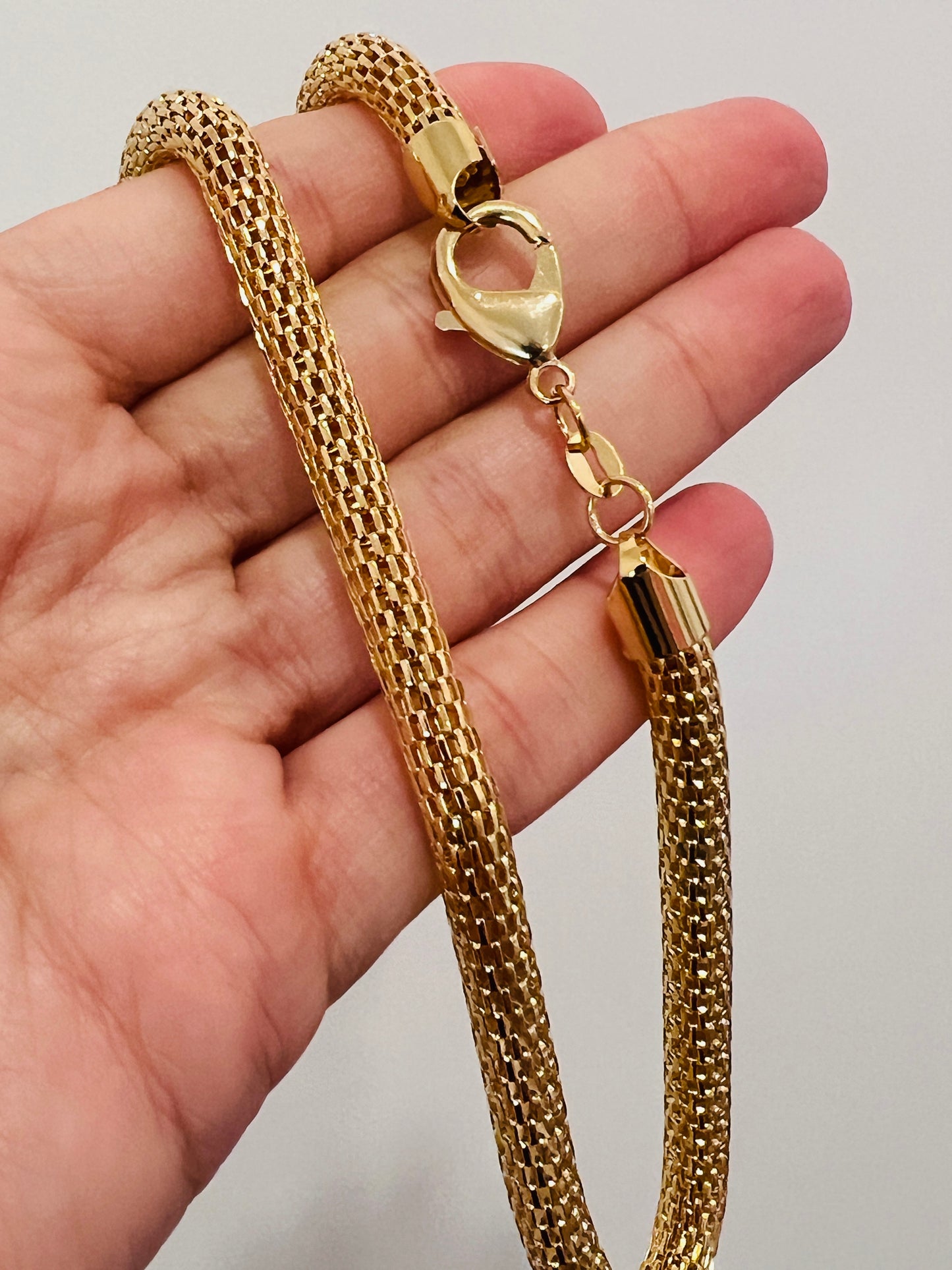 Gold Filled Mesh Necklace | 6mm Chain | Classic Woven Style