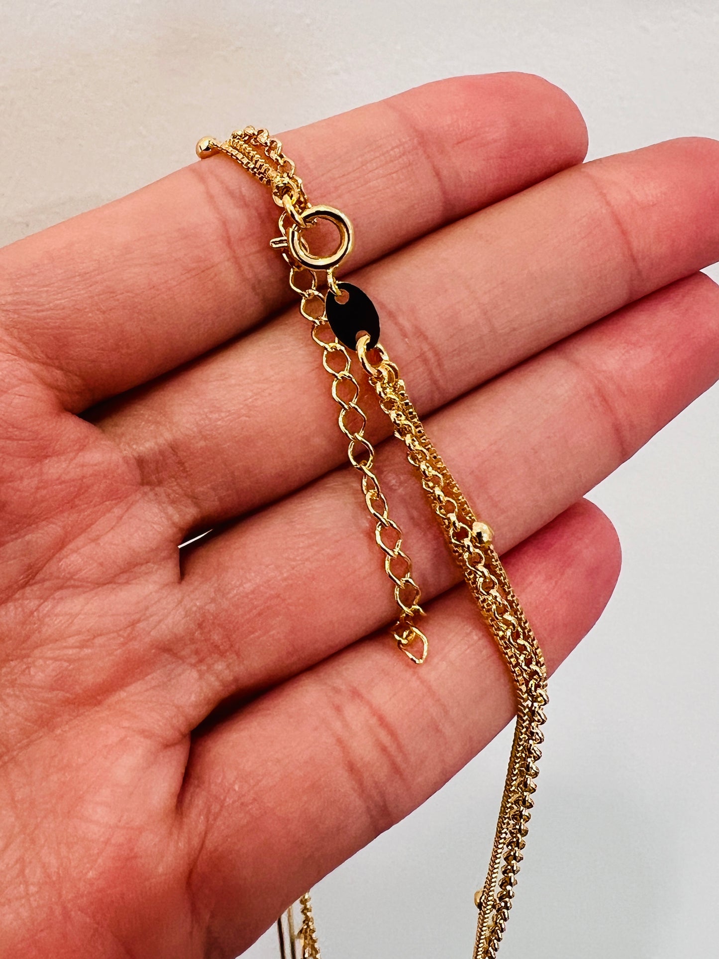 Gold Filled Layered CZ Necklace | Triple Dainty Chain