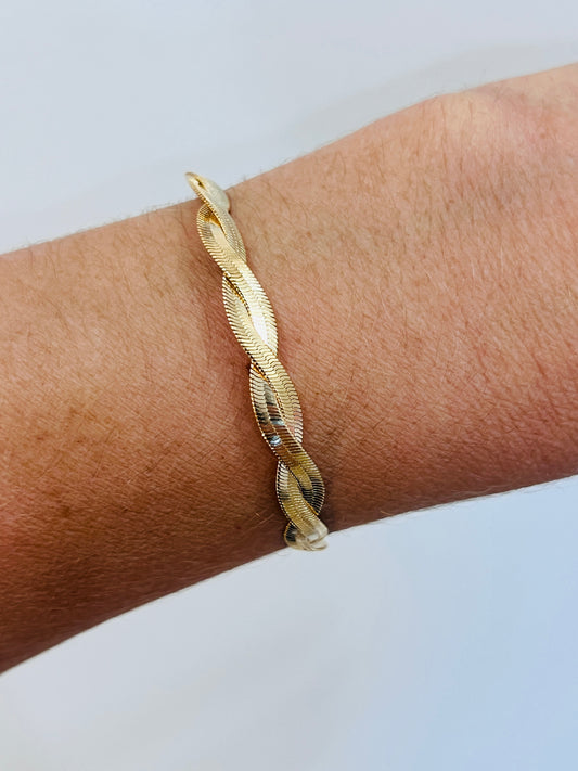 Gold Filled Braided Herringbone Bracelet | 5mm Width