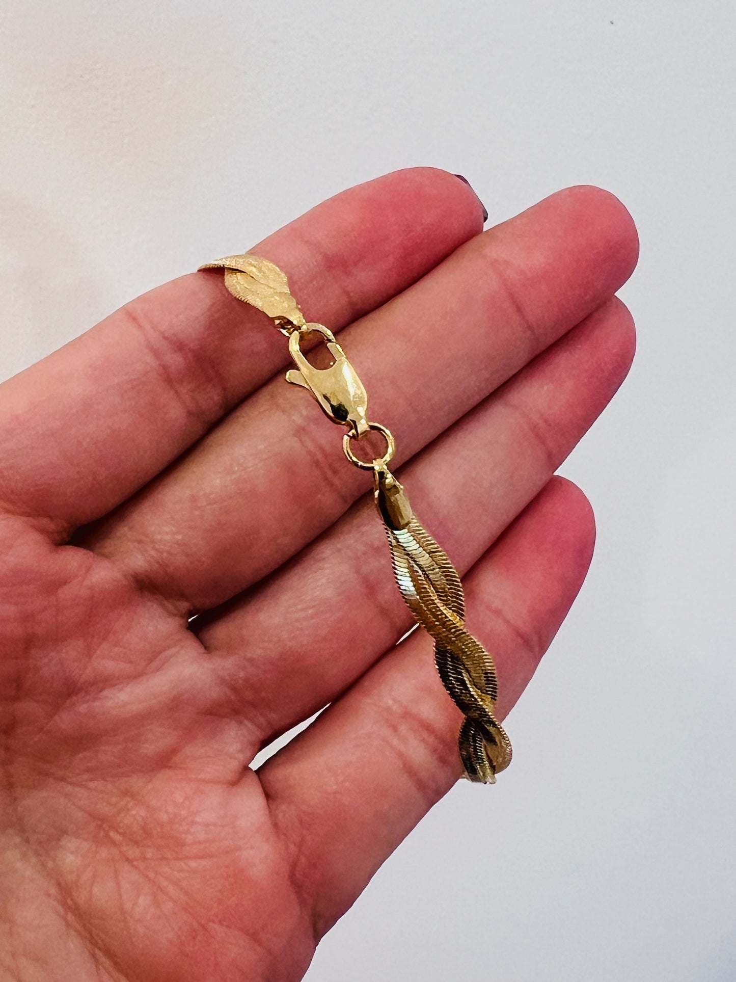 Gold Filled Braided Herringbone Bracelet | 5mm Width