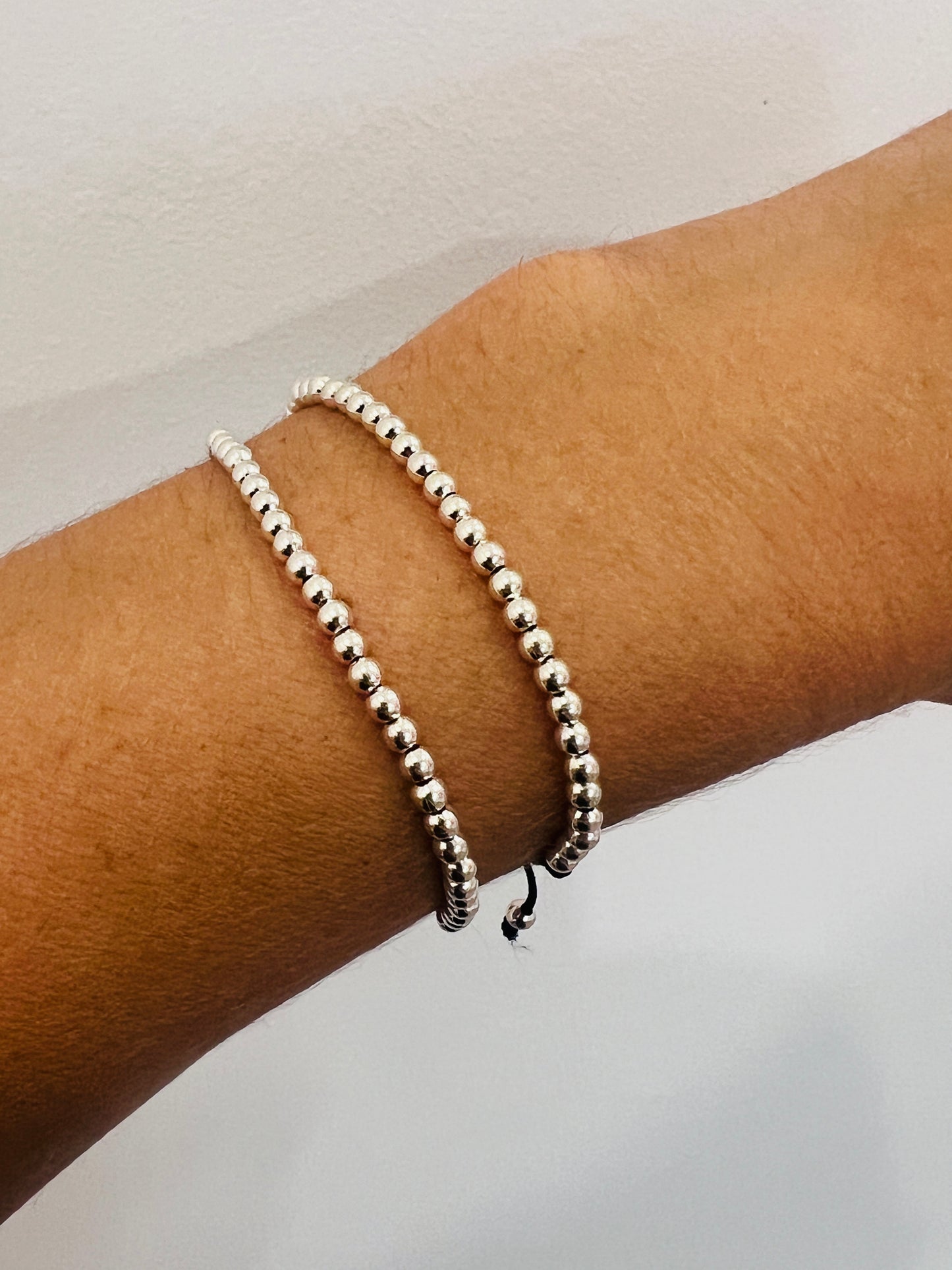 Sterling Silver Adjustable Bracelet | 3mm Red or Black