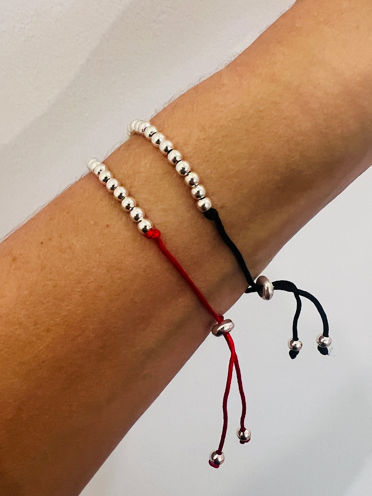 Sterling Silver Adjustable Bracelet | 3mm Red or Black