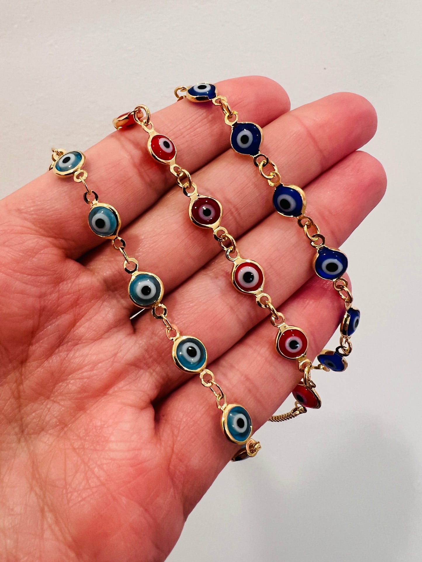 Gold Filled Evil Eye Bracelet | Adjustable Gold Charm
