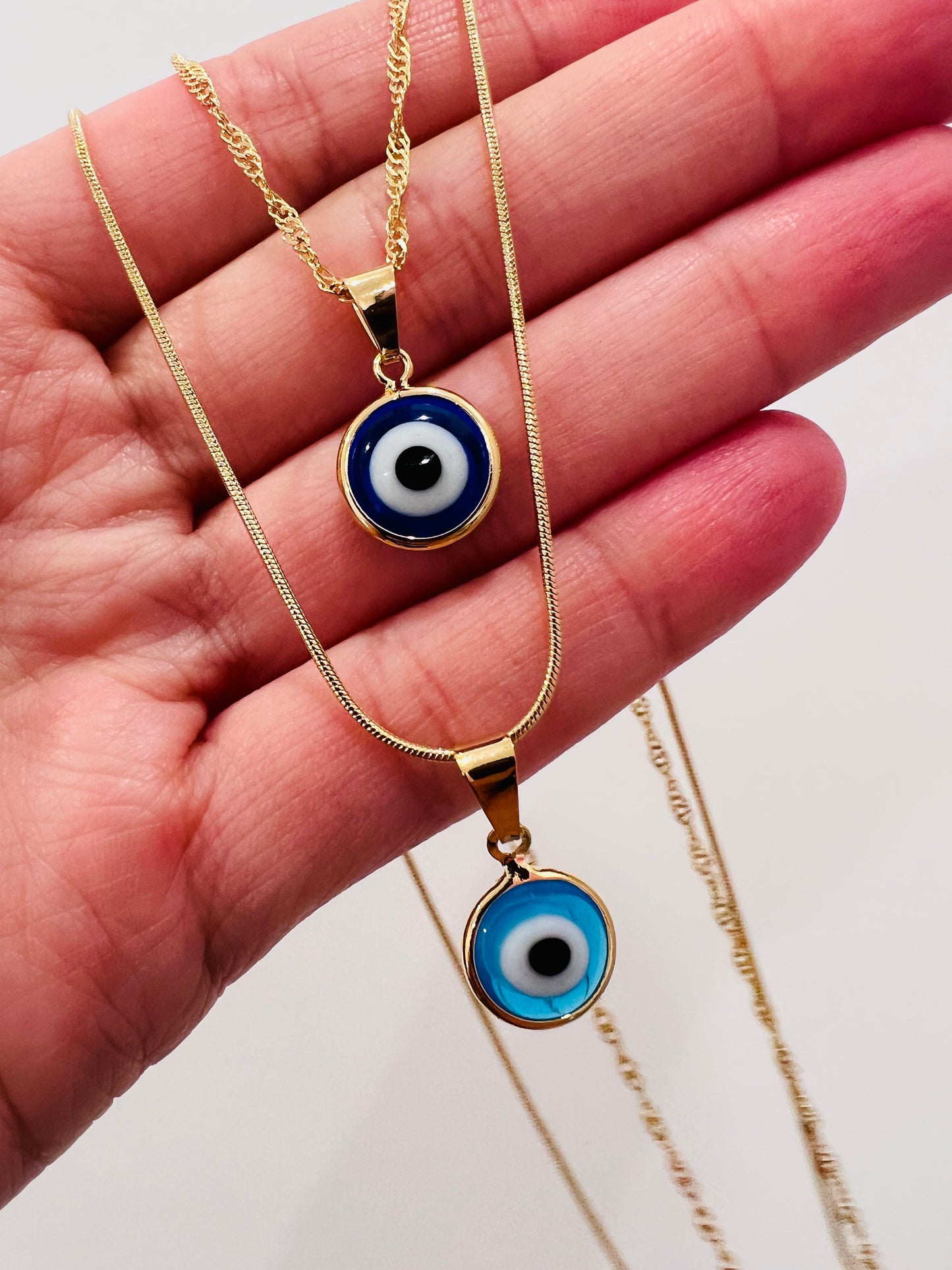 Gold Filled Evil Eye Charm Necklace | Protective Elegance in 18kt Gold