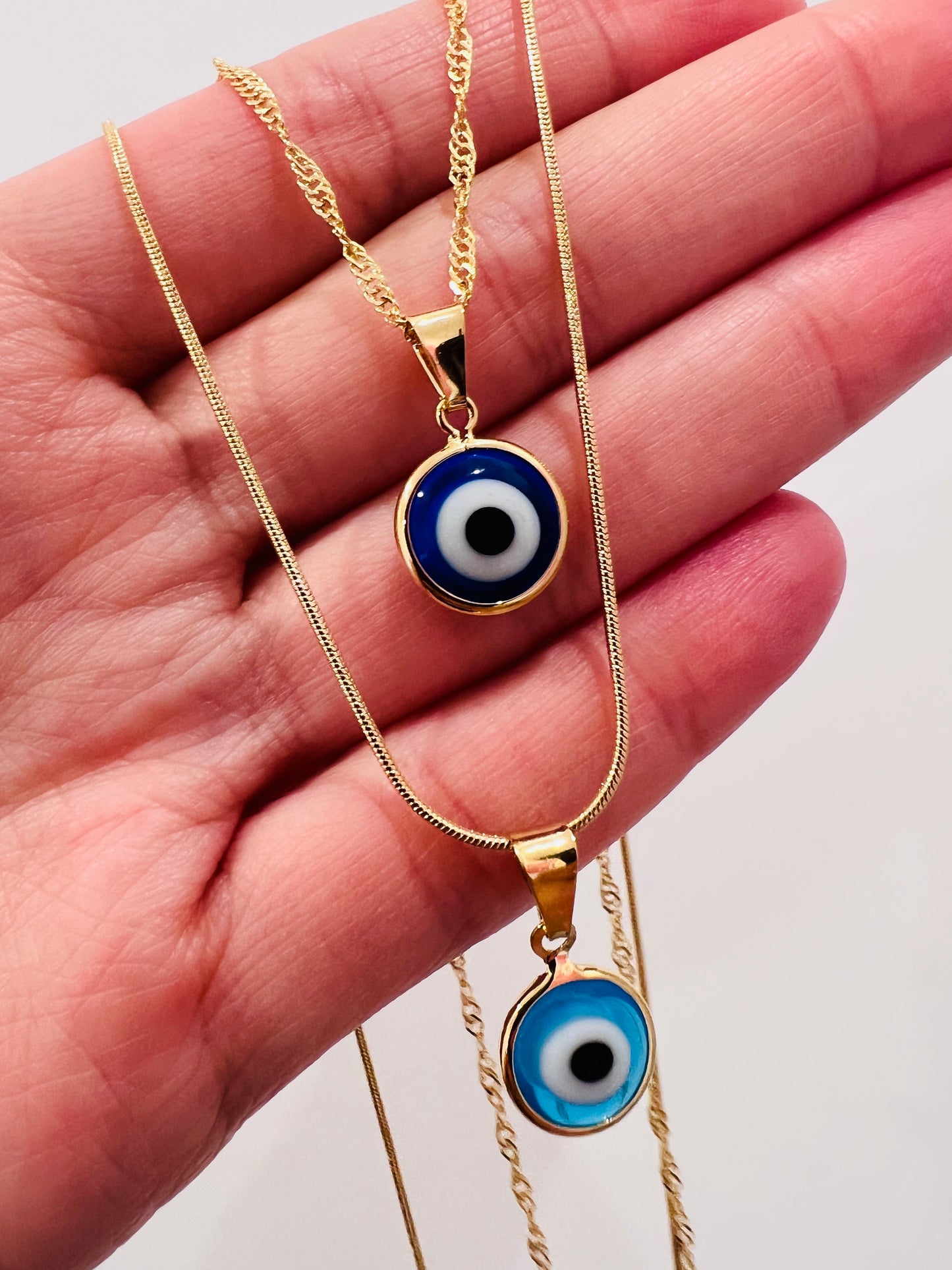 Gold Filled Evil Eye Charm Necklace | Protective Elegance in 18kt Gold