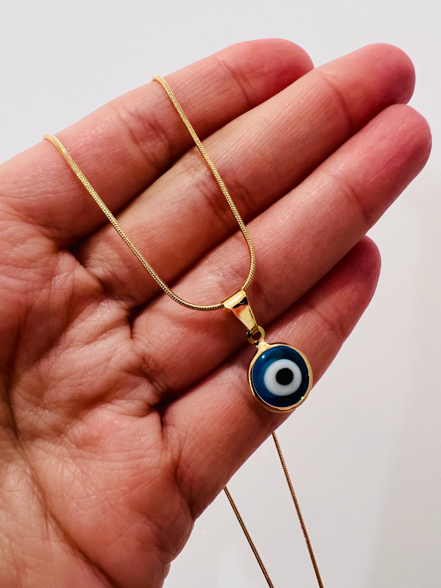 Gold Filled Evil Eye Charm Necklace | Protective Elegance in 18kt Gold