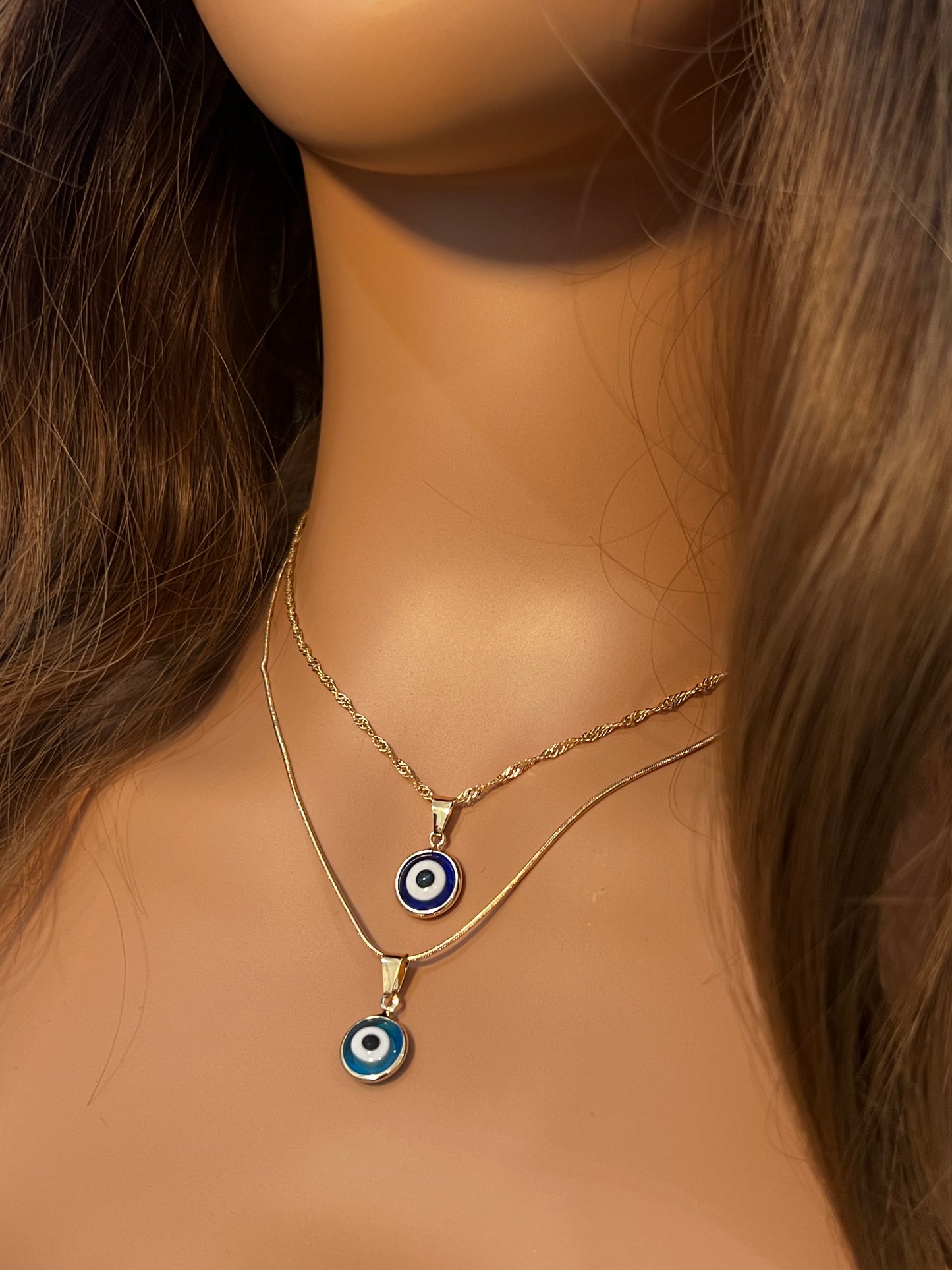 Gold Filled Evil Eye Charm Necklace | Protective Elegance in 18kt Gold