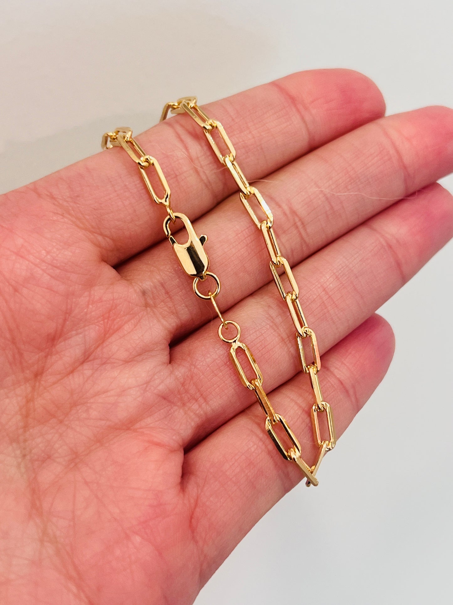Gold Filled Paperclip Bracelet | 3mm Link | Waterproof Chain