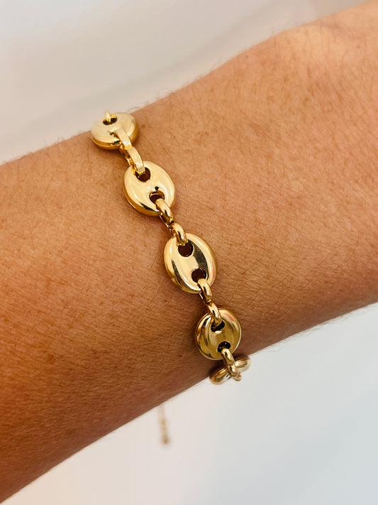 Gold Filled 8mm Puff Adjustable Bracelet | Statement Gold Bracelet for Women